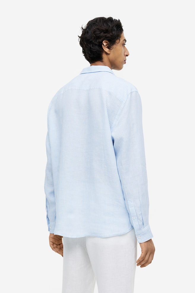 Regular Fit Linen shirt - Light blue/White striped/White/Light beige/Light blue/dc/dc - 8