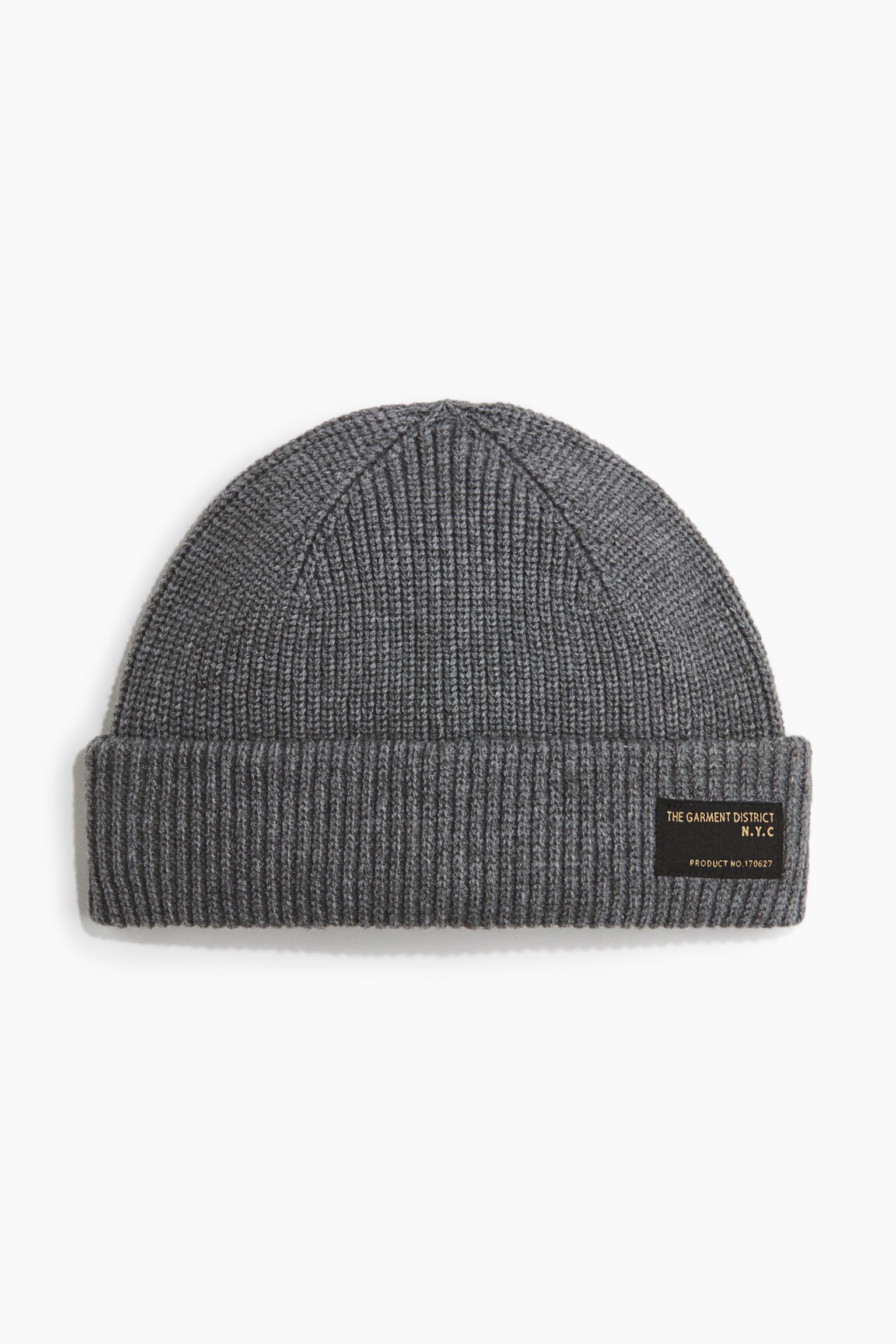 Rib-Knit Beanie - Gray melange/Dark purple/Cream