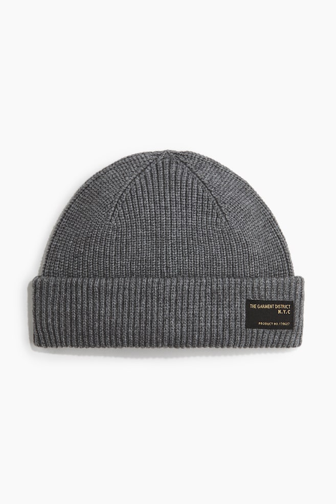 Rib-knit beanie - Grey marl/Dark purple/Cream/Black/N.Y.C - 1