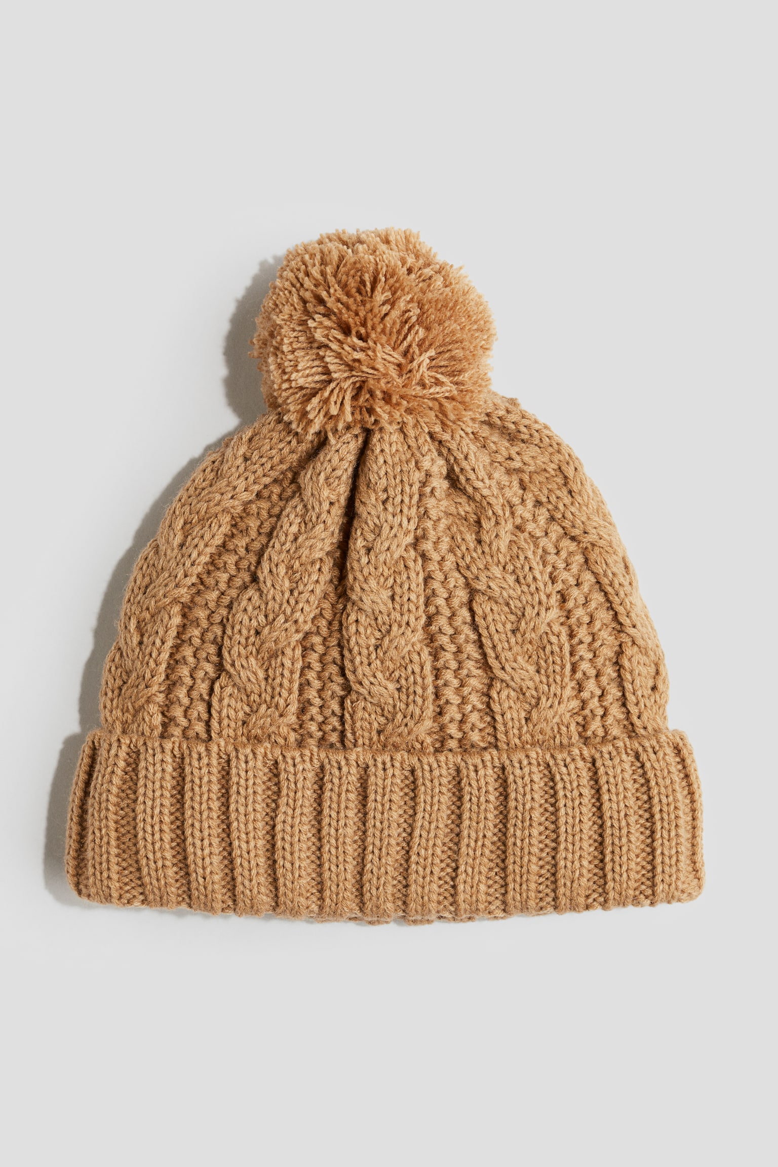 Lined cable-knit beanie - Beige/Light beige/Light dusty pink - 1