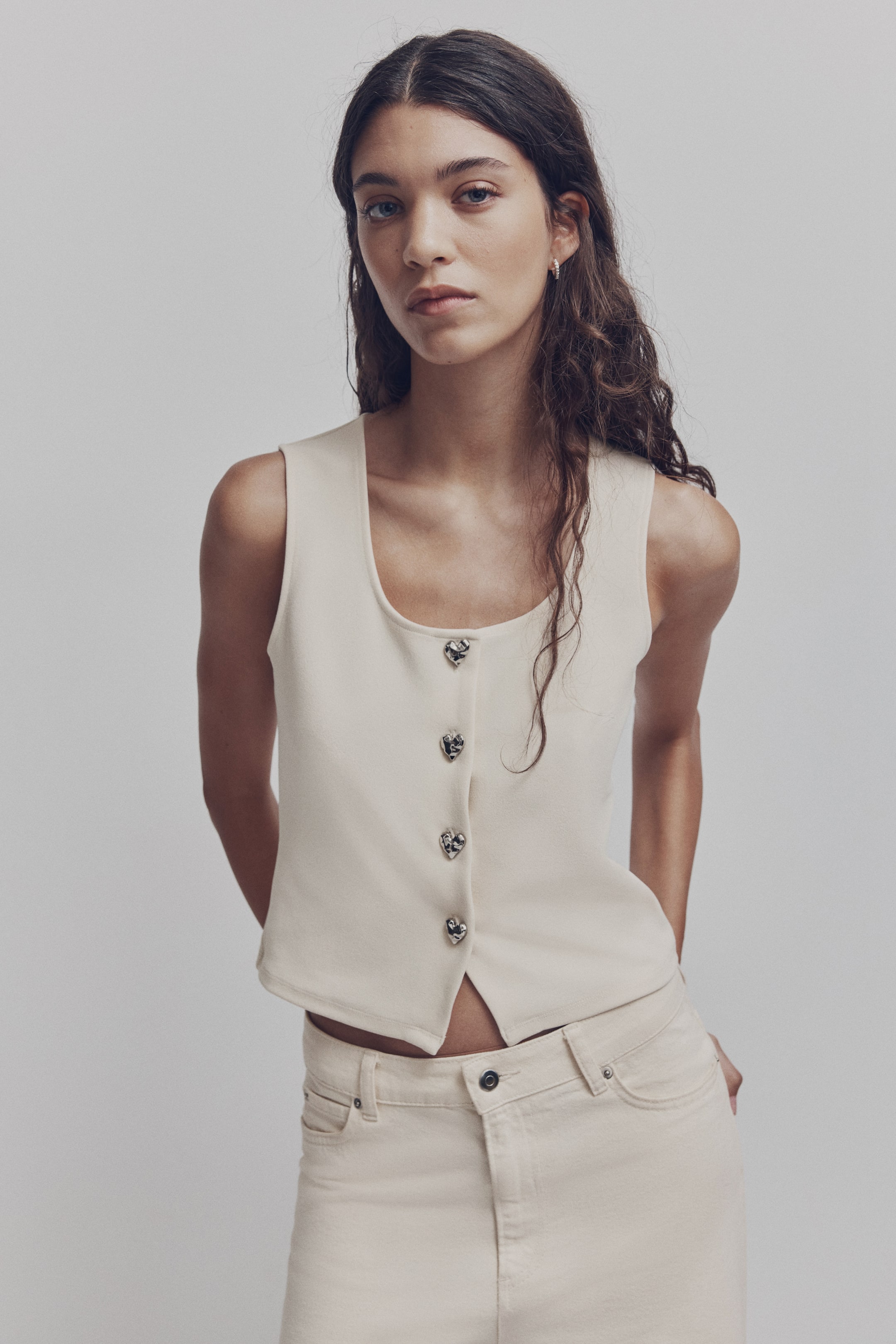 Xem ảnh lớn hơn: Áo gi-lê Ponte di Roma - Màu kem - Ladies | H&M VN 1