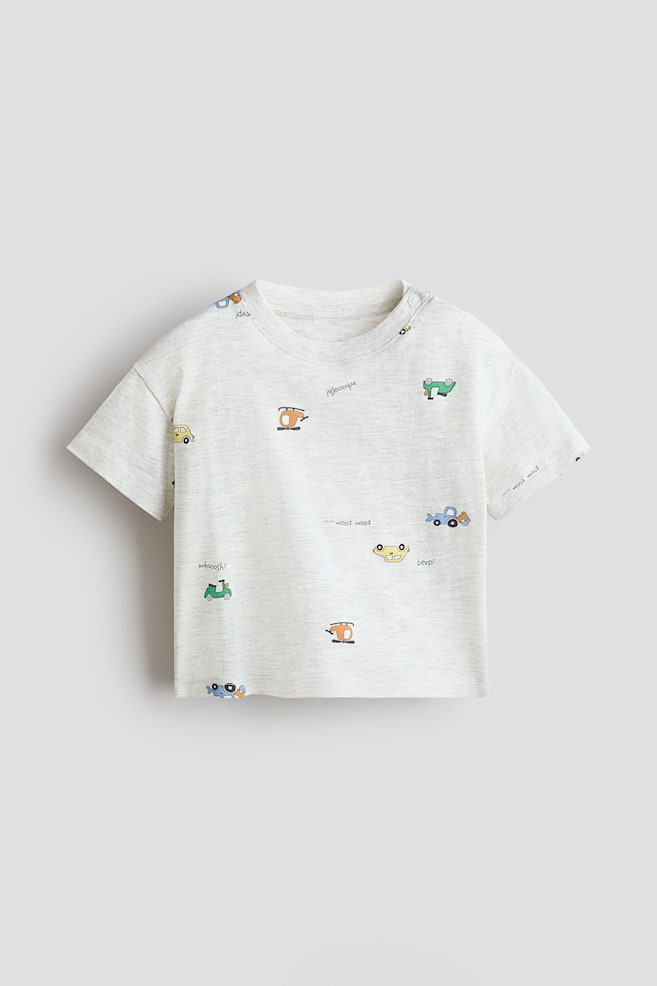 Printed Cotton T-Shirt - Light gray/vehicles/Light khaki green/dinosaurs/Dark gray/Pacific/Cream/vehicles/Light blue/pandas/Dark brown/SoHo/White/dinosaurs/Light blue/gray striped/Light blue/cars/Light blue/Miami/Light beige/dinosaurs/White/Time To Explore/White/car/Cream/Venice/Brown/The Surf Club - 1
