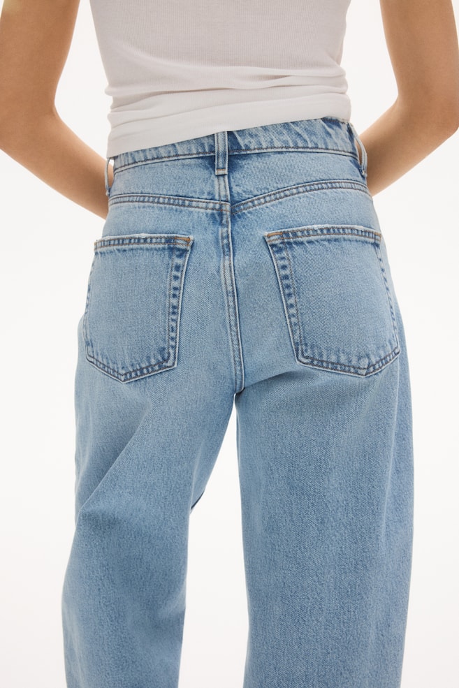 Barrel High Waist Ankle Jeans-Světlý denim blue - 3