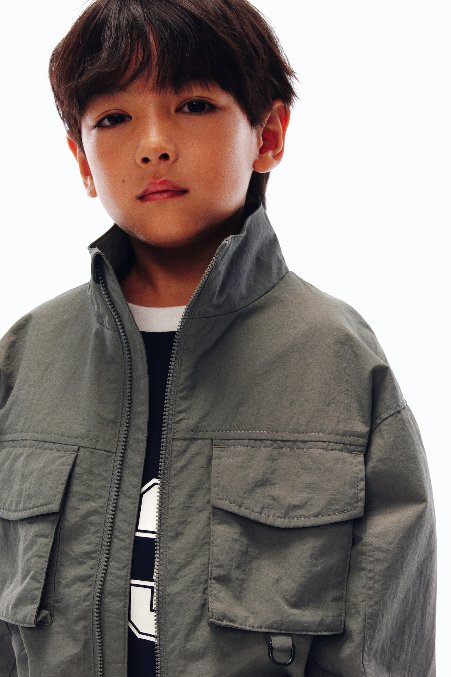 防潑水擋風外套 - 灰色/奶油色 - 6