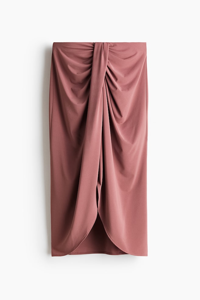 Draped Jersey Skirt - Dark dusty pink/Dark brown - 1