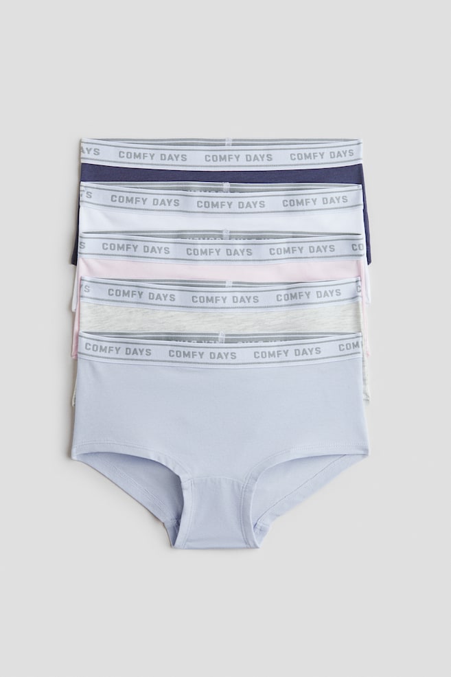 Pack de 5 bragas hipster de algodón - Azul pálido/Rosa palo/Rosa palo/Verde salvia/Rosa/Blanco/Beige jaspeado claro/Blanco/Negro - 1