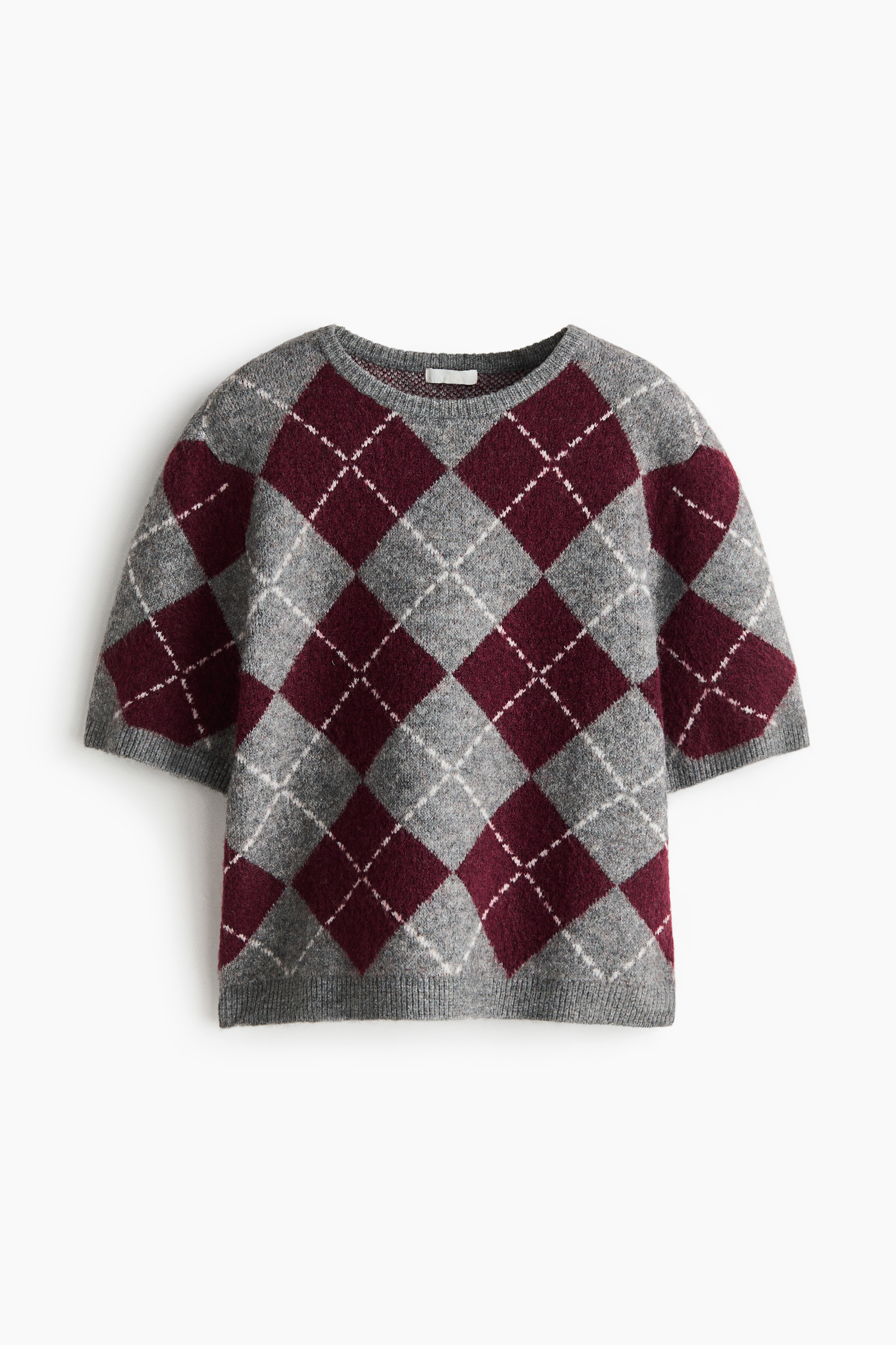 Short Sleeve Jacquard Knit Sweater