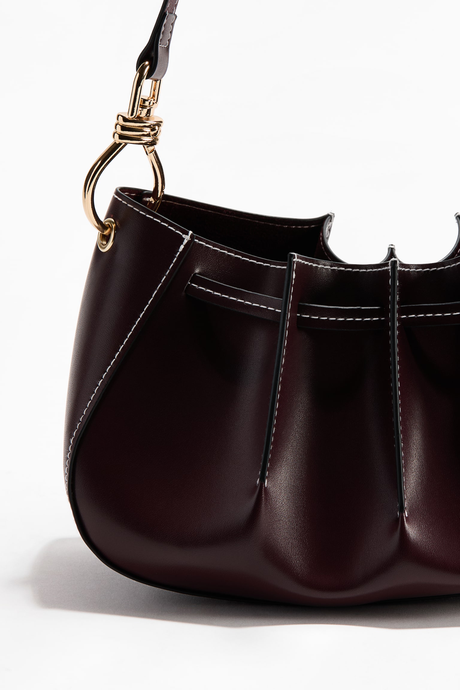 Pleated shoulder bag - Dark burgundy/Black - 4