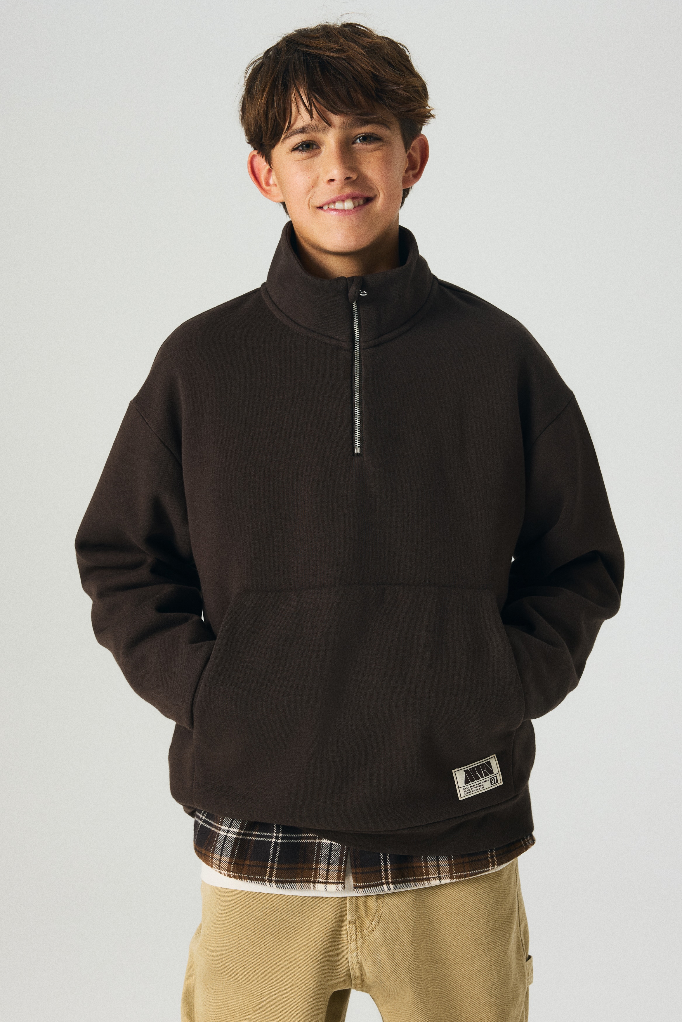 Half-Zip Sweatshirt - Dark brown - Kids | H&M US