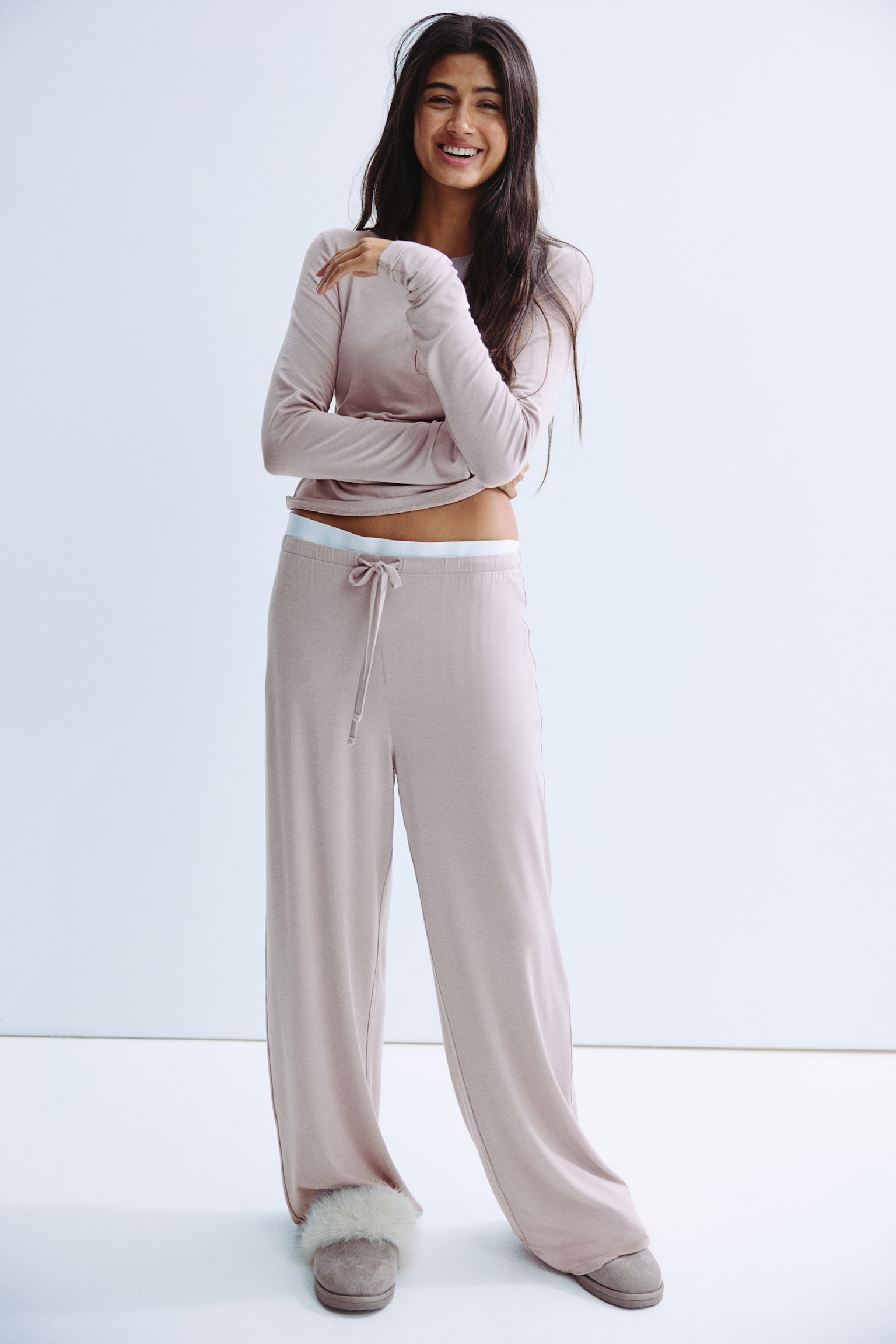 Modal Pijama Takımı - Açık tozlu pembe/Koyu kahverengi - 5