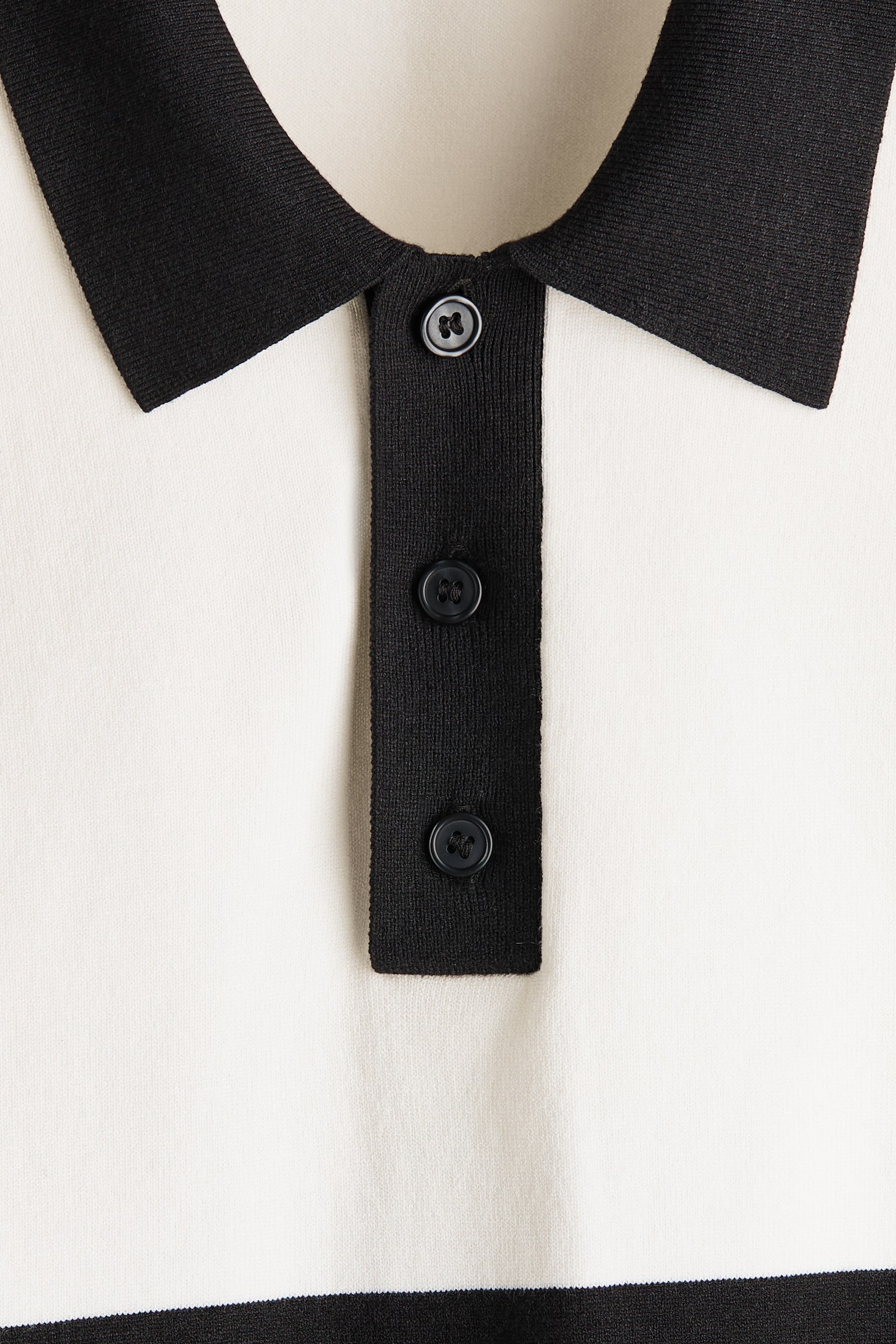 Loose Fit Knitted polo shirt - White/Black/Dark mole/Black - 5