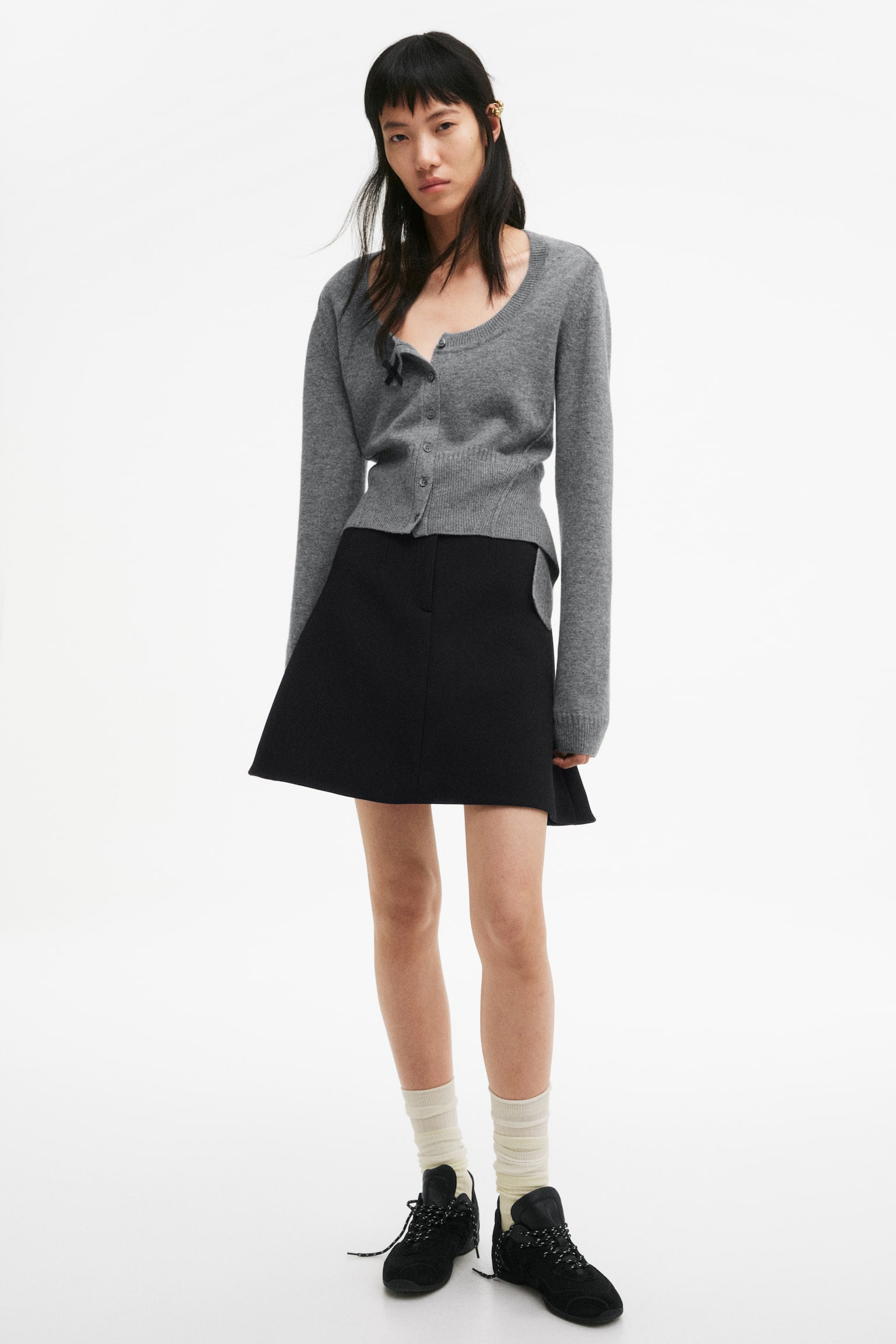 Cardigan de lână - Gri-melanj - 6