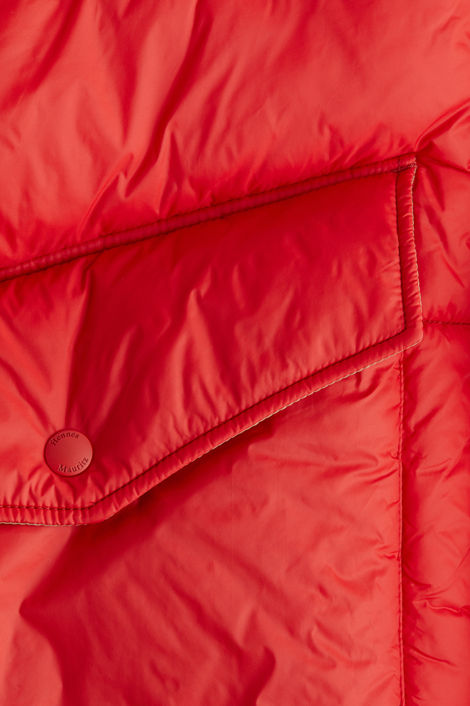 Oversized puffer jacket - Red/Dark dusty green - 3