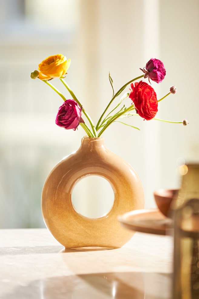 Vase en verre - Beige foncé/Verre transparent - 2