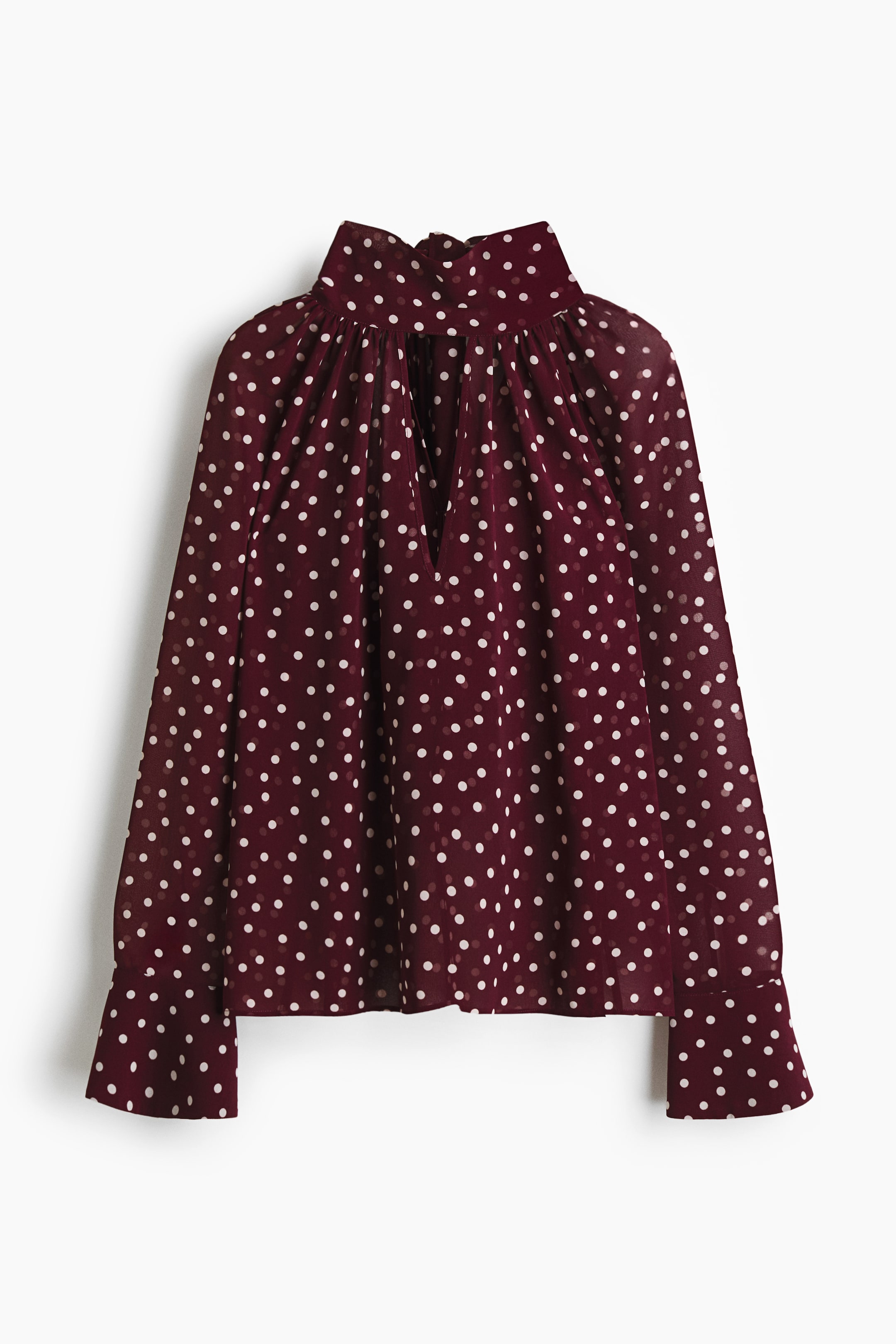 View larger image: Scarf-collar blouse - Burgundy/Spotted - Ladies | H&M IE 5