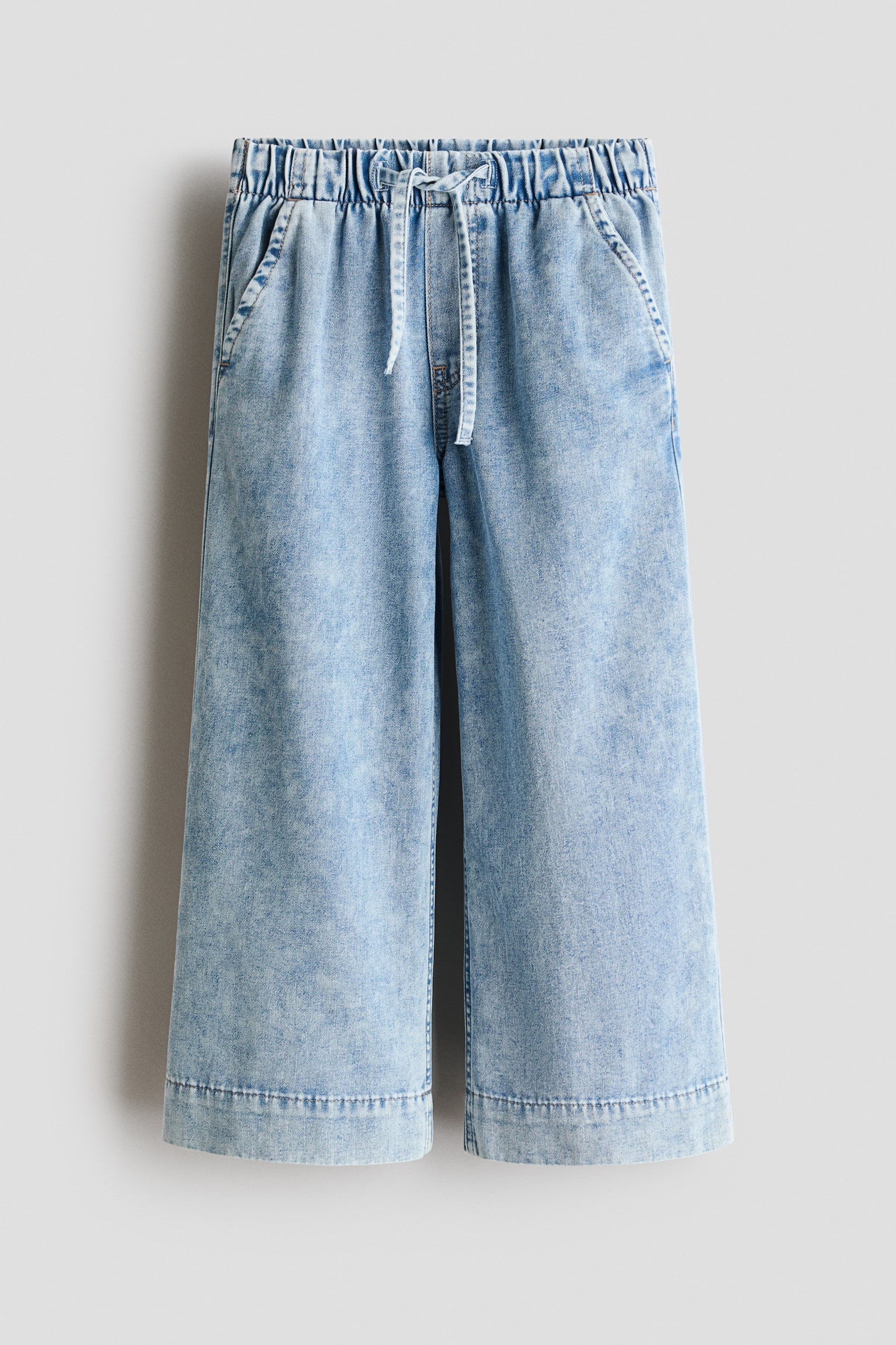 Wide-leg denim joggers - Light denim blue/Black/Dark denim blue