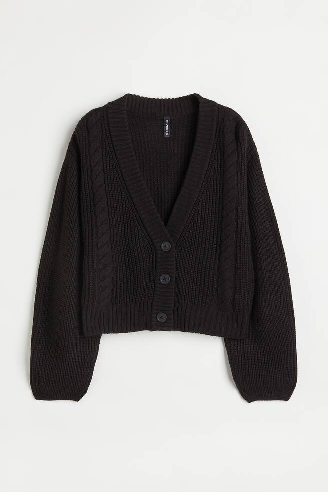 Knitted cardigan - Black/Beige - 1