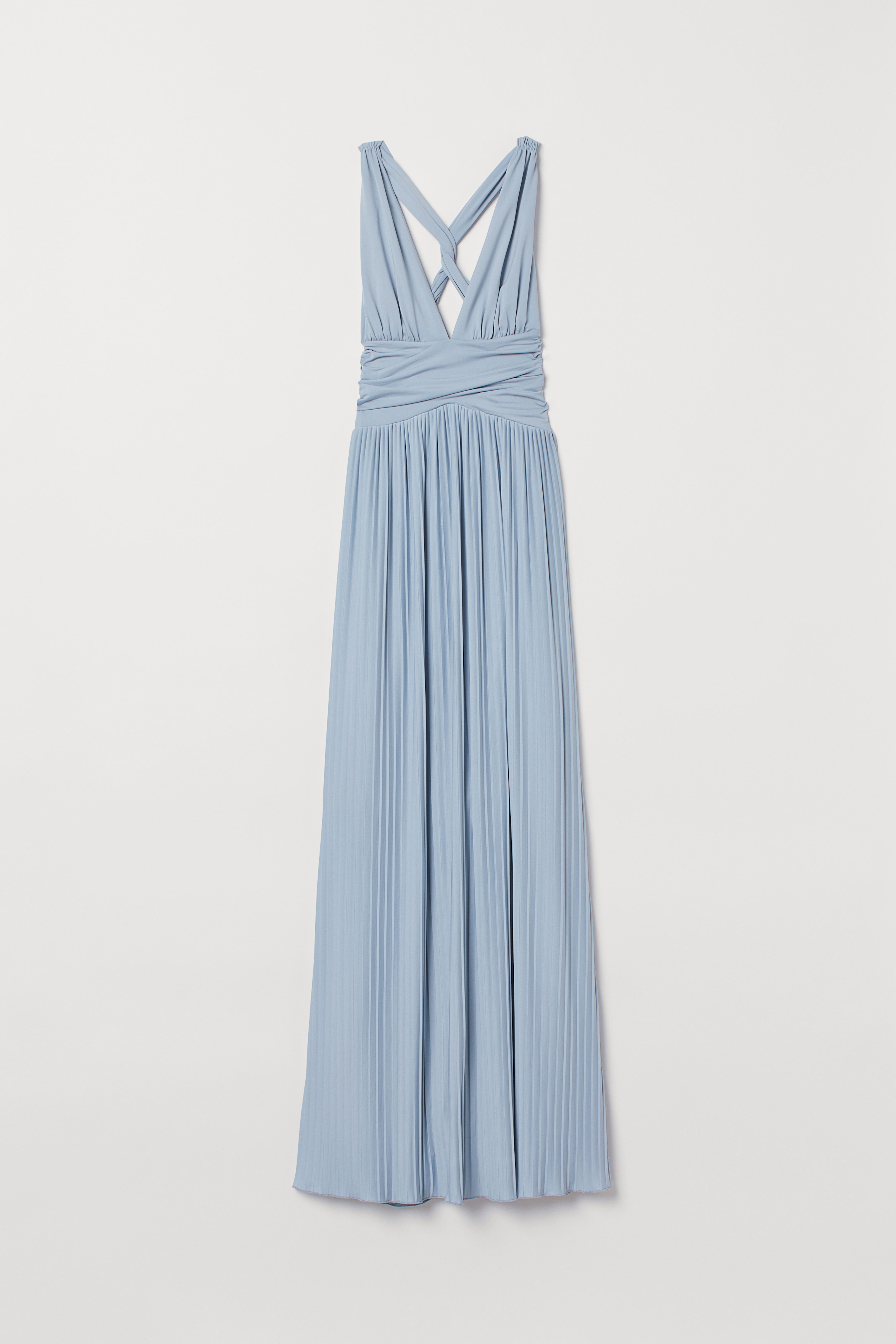 H&m blue pleated dress best sale