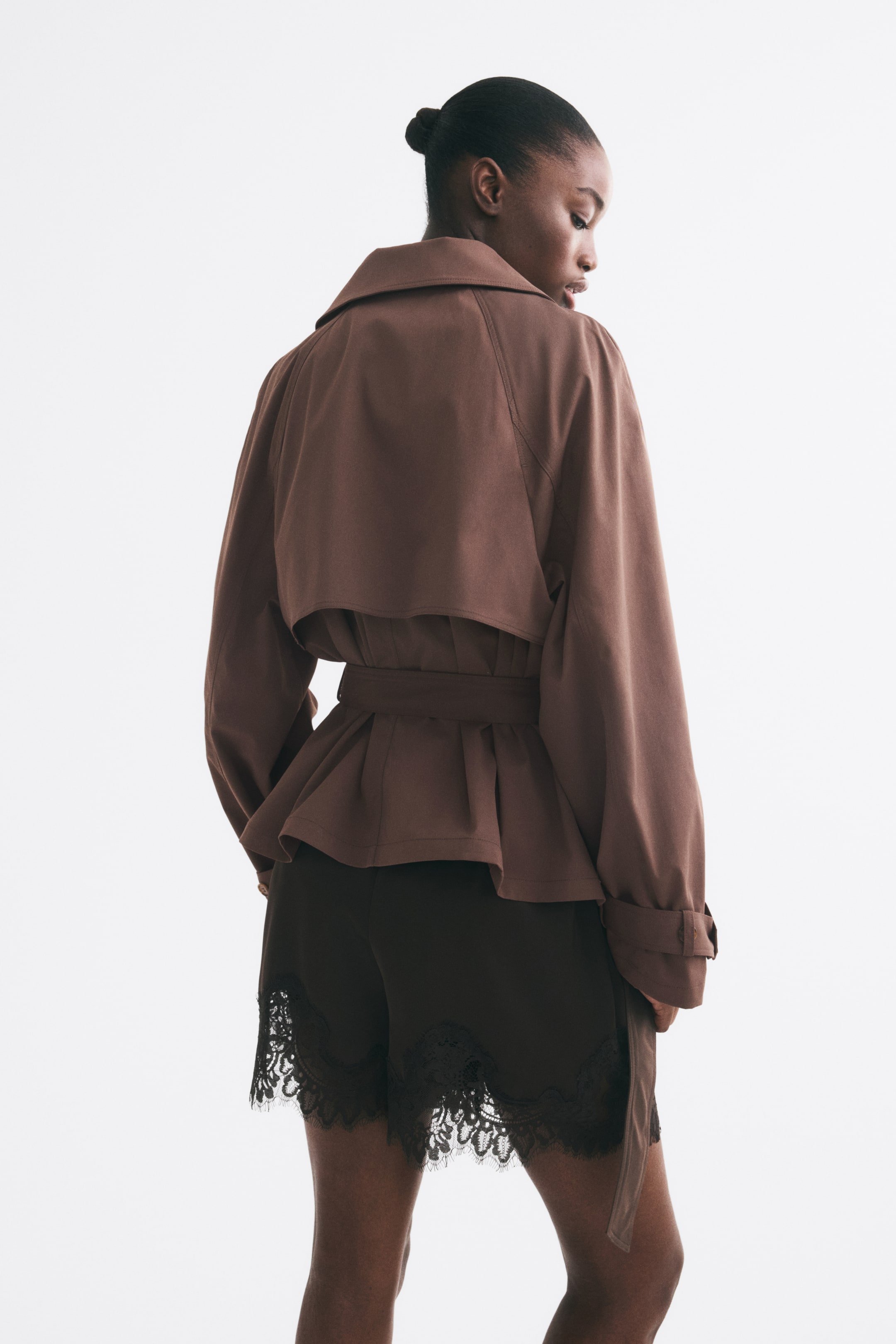 Short Tie-Belt Trench Coat