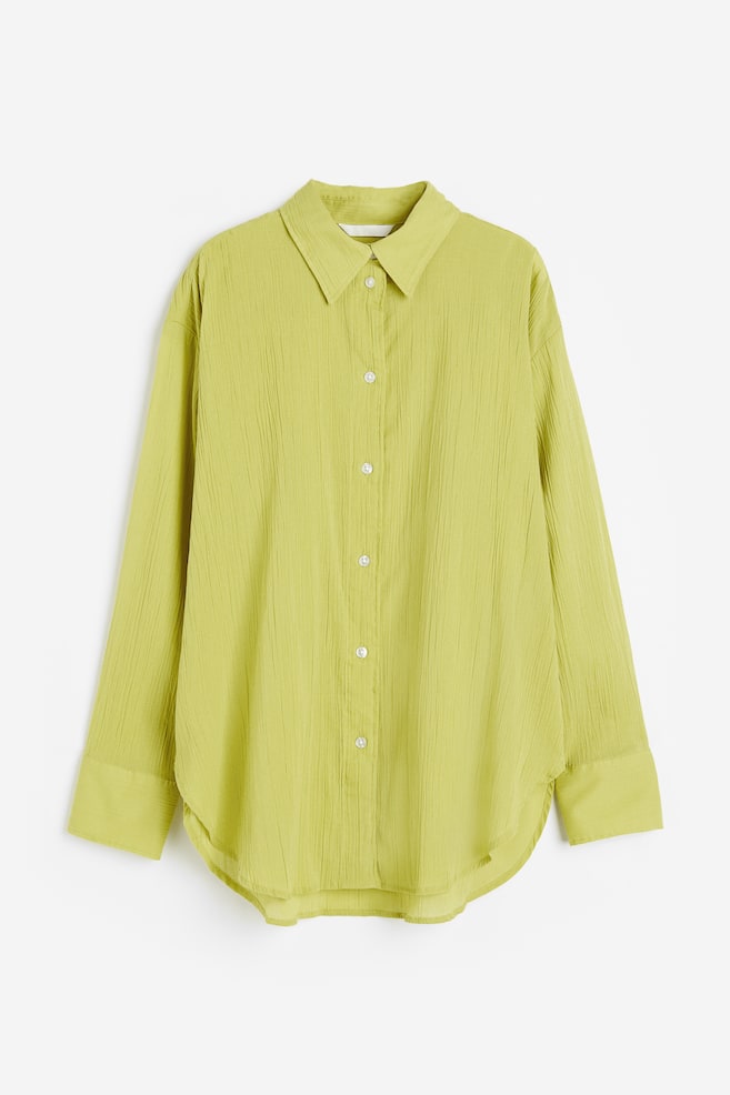 Oversized, crinkled skjorte - Gulgrøn - 2