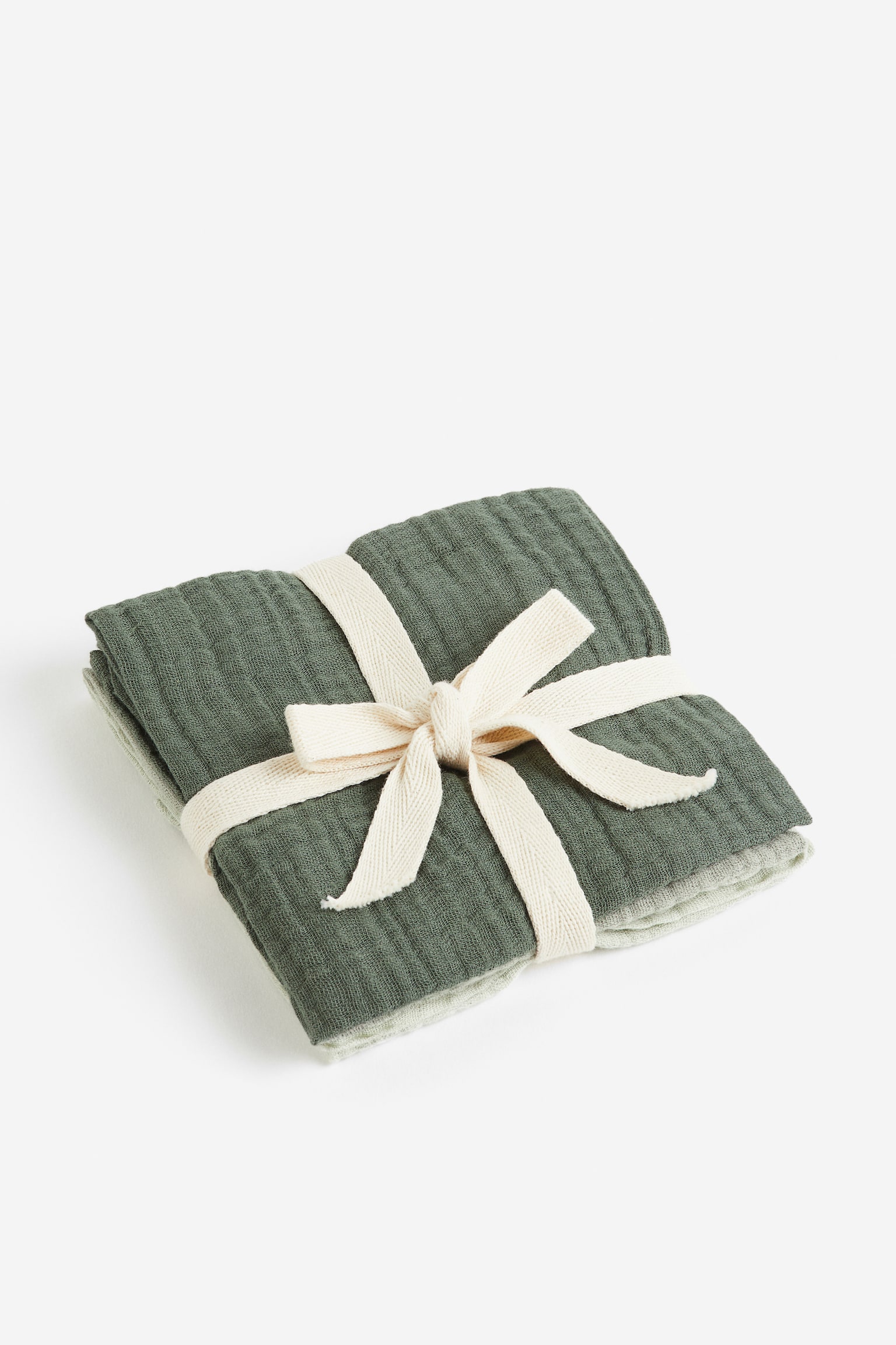 3-pack muslin comfort blankets - Dark green/Sage green/Light beige/White/Light blue/White/Old rose/Beige/White/Dark grey/Light grey/White - 4