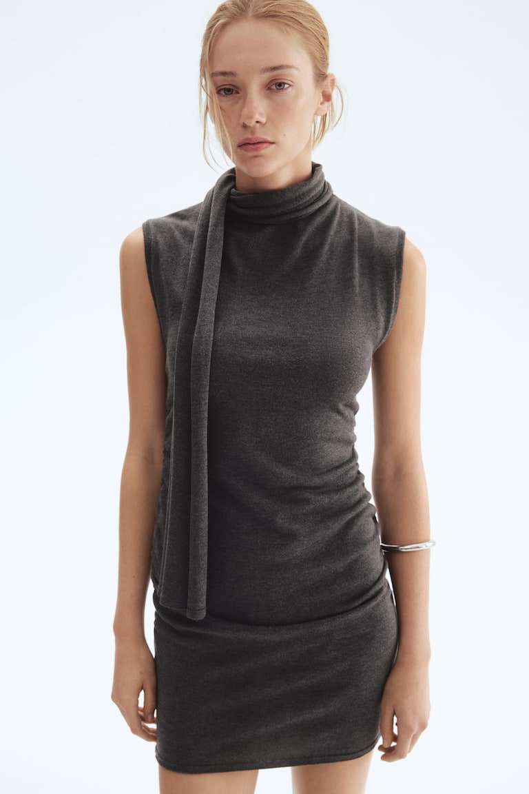 grey high neck dress Shona Joy - La Lune High Neck Cowl Maxi Dress - Powder Blue main image 1
