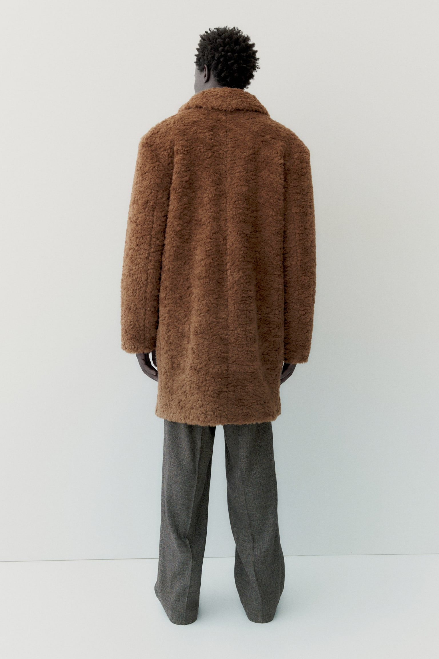 Single-breasted teddy coat - Light brown - 6