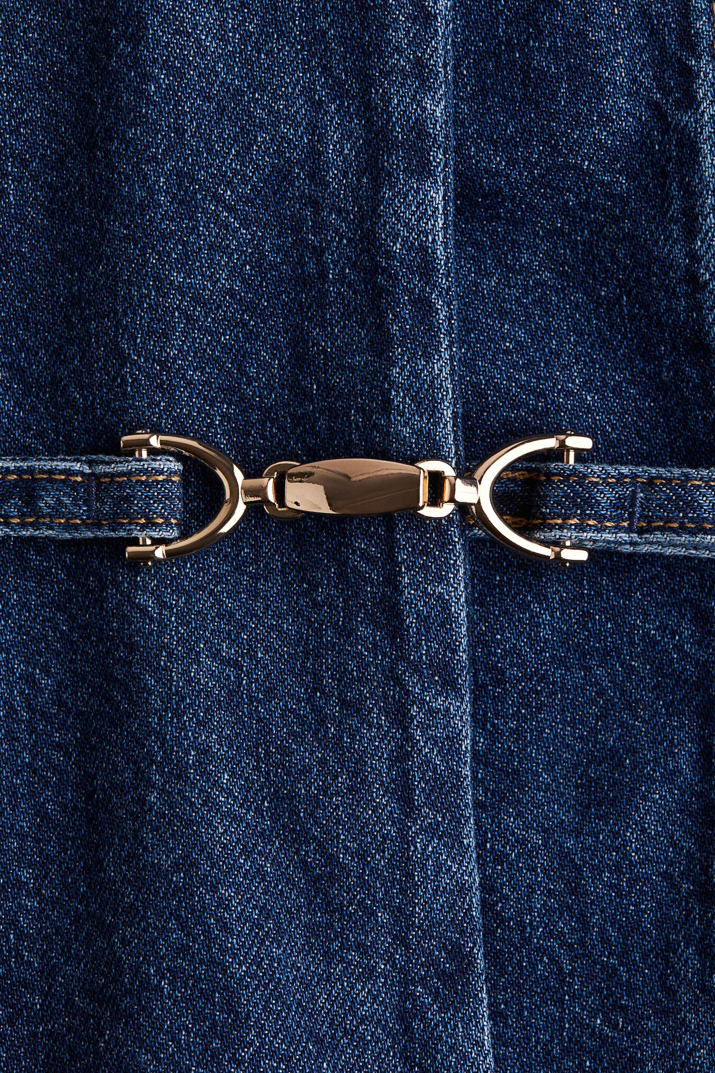 Buckle-detail denim dress