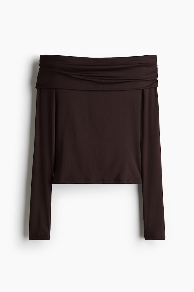 Off-the-shoulder top - Dark brown/Black - 1