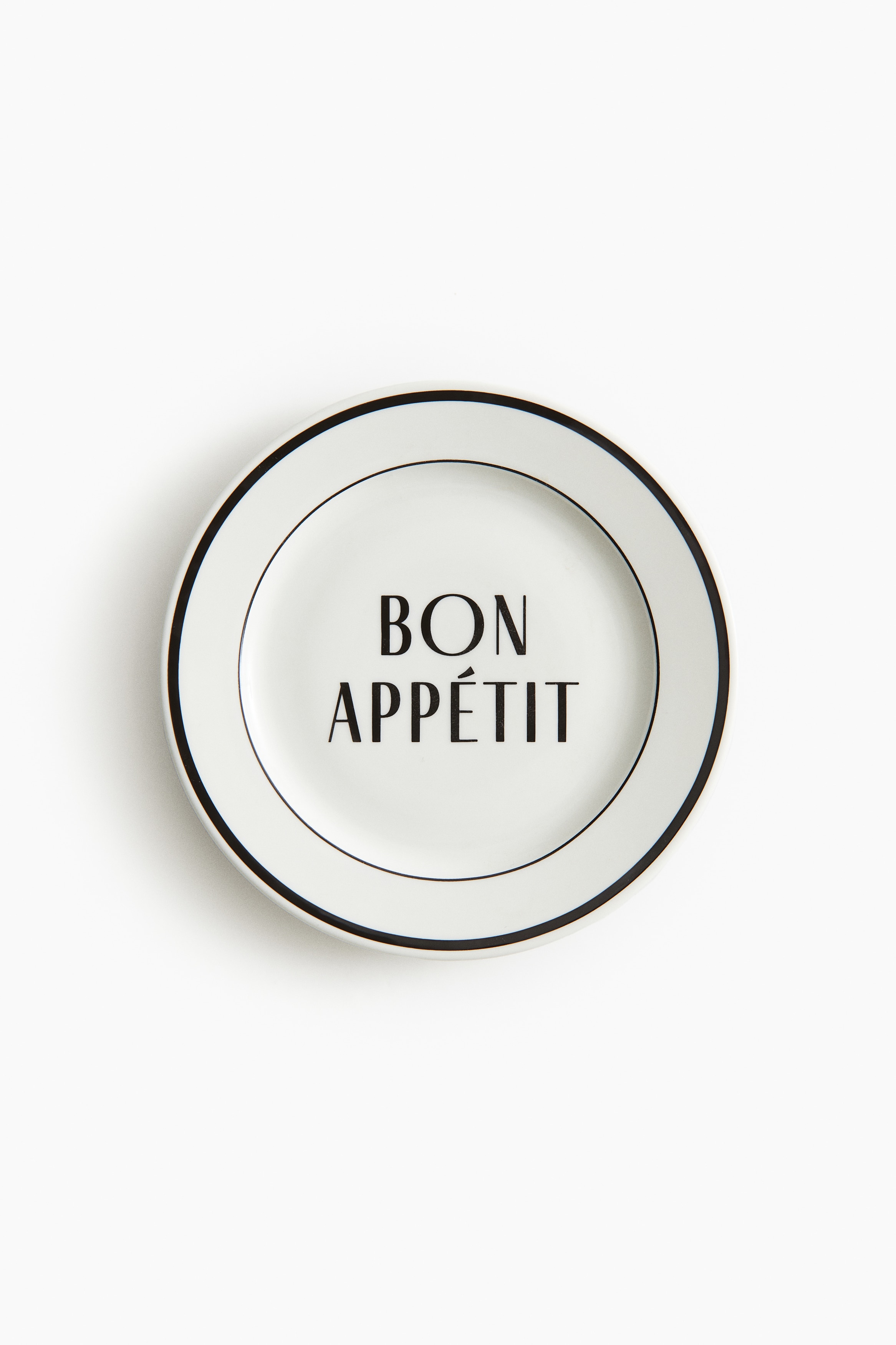 Plato mediano de porcelana - Blanco/Bon appétit
