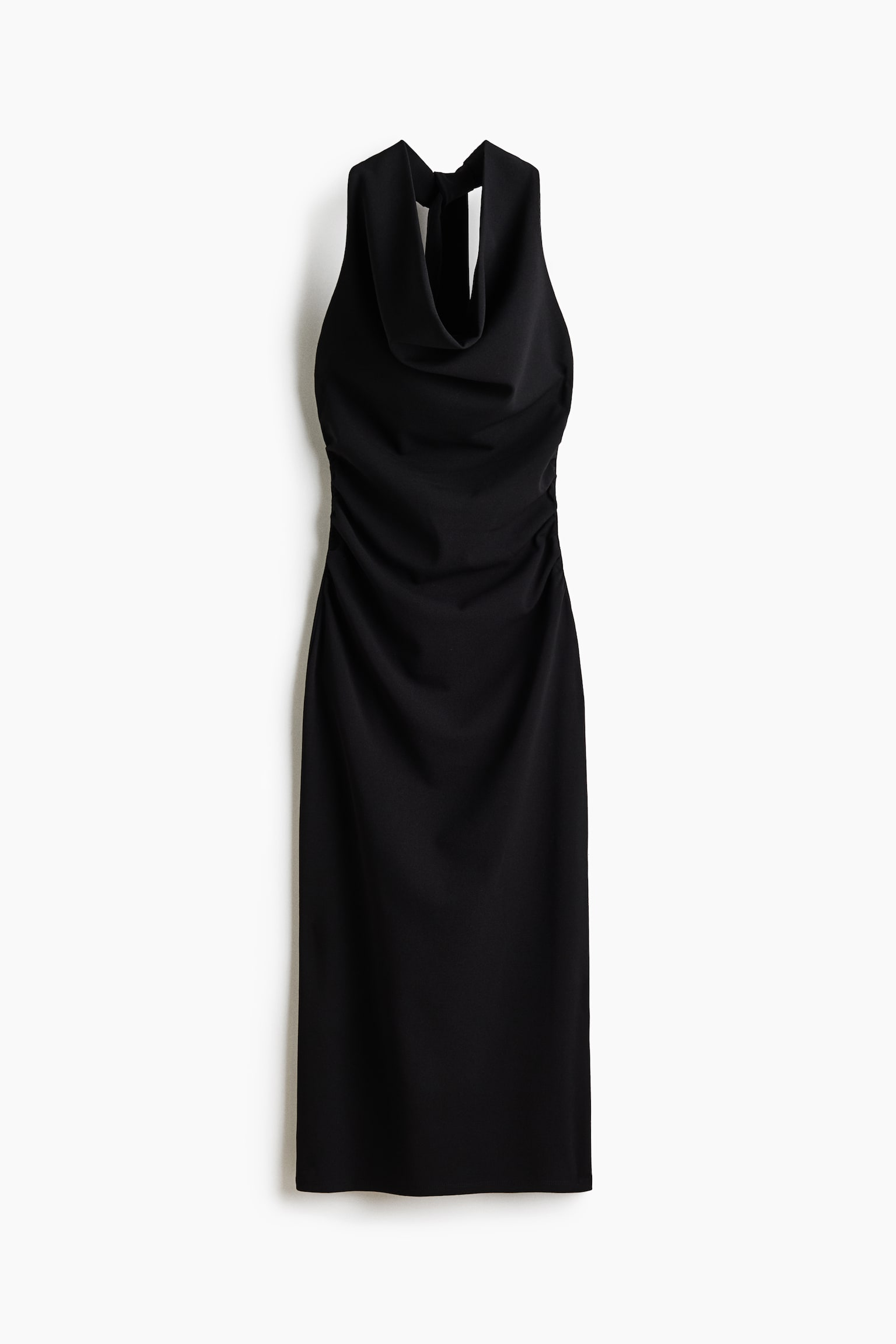 Vestido halter drapeado - Negro/Verde caqui oscuro - 2