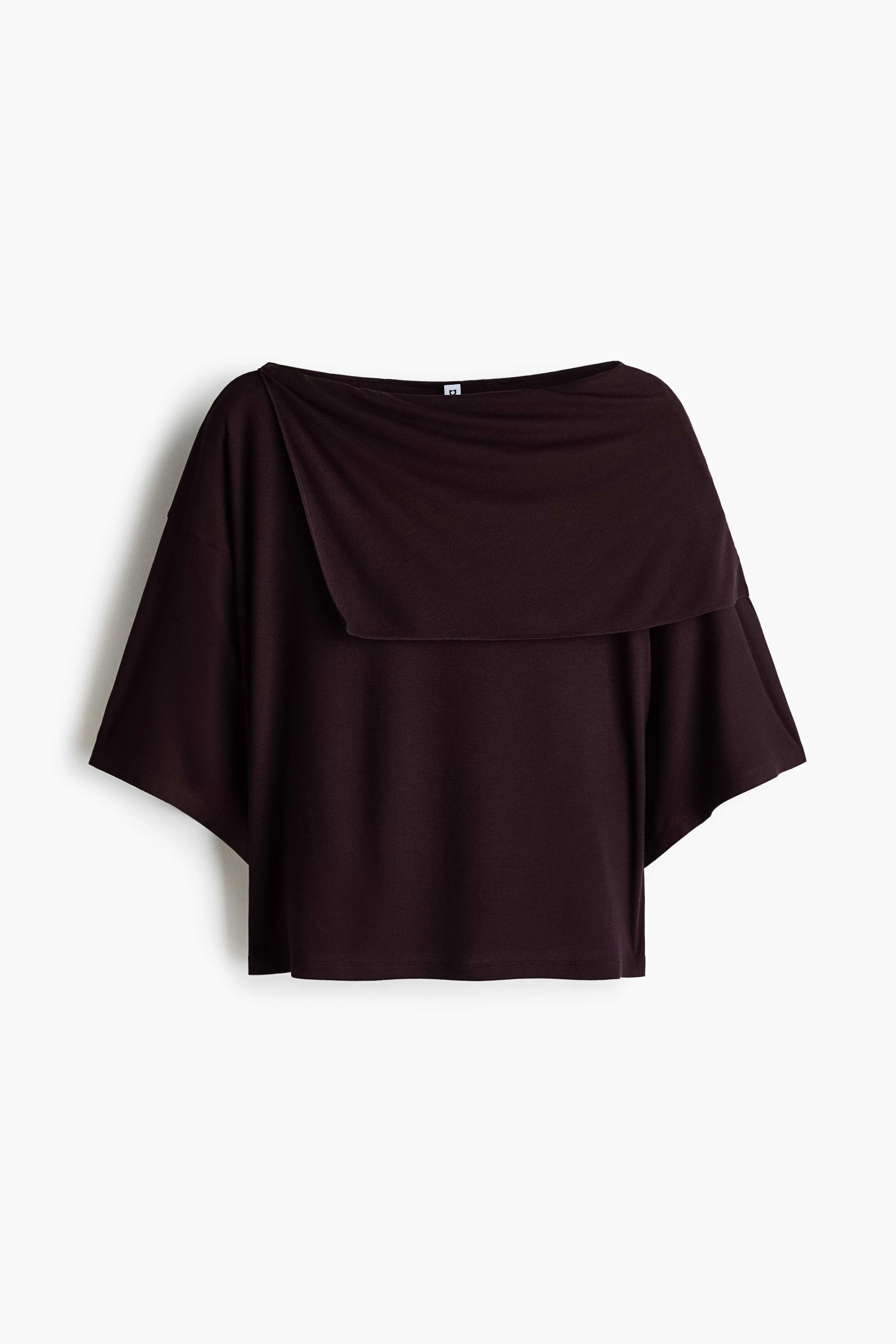 Cape-Detail Jersey Top - Dark plum purple/Dark blue/Black