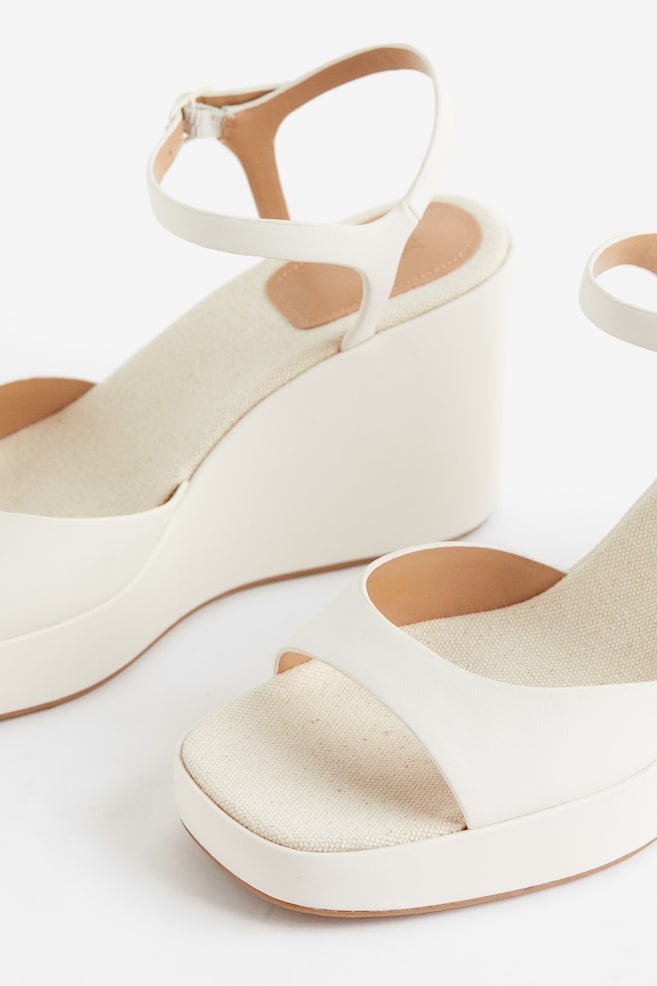 Wedge-heeled sandals - White/Black - 4