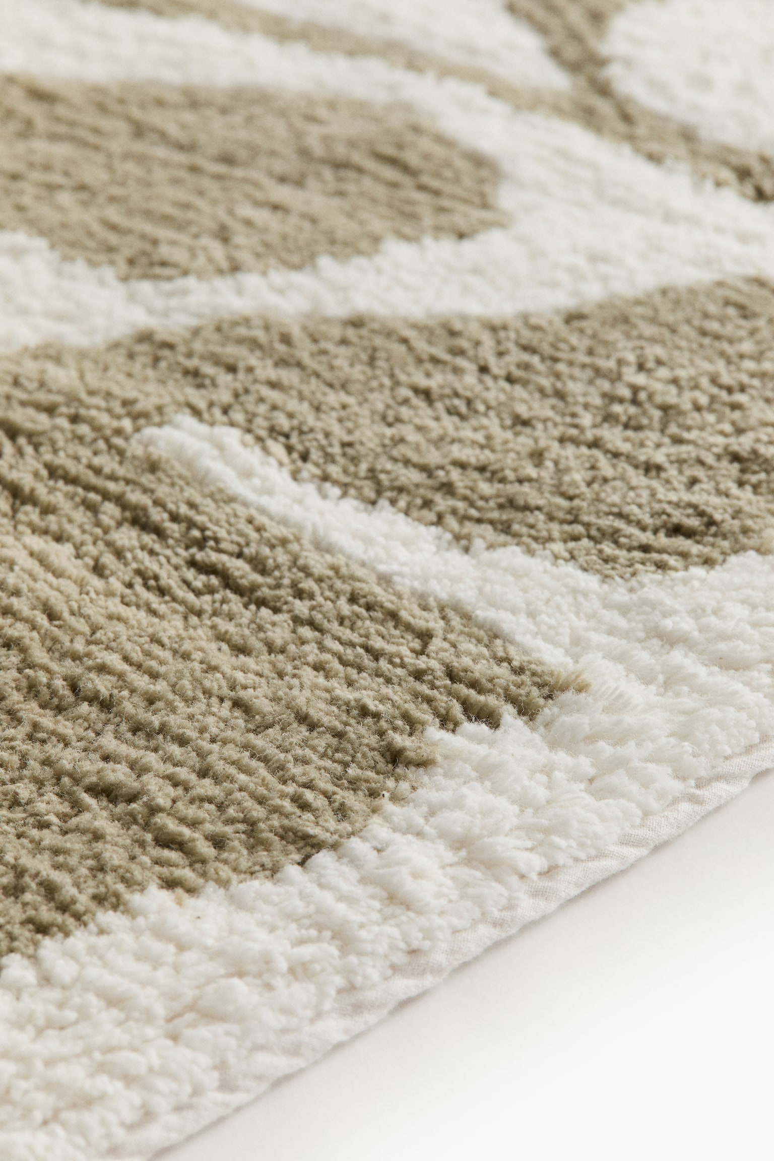 Tufted cotton bath mat - Khaki green/White/Light beige/White - 2