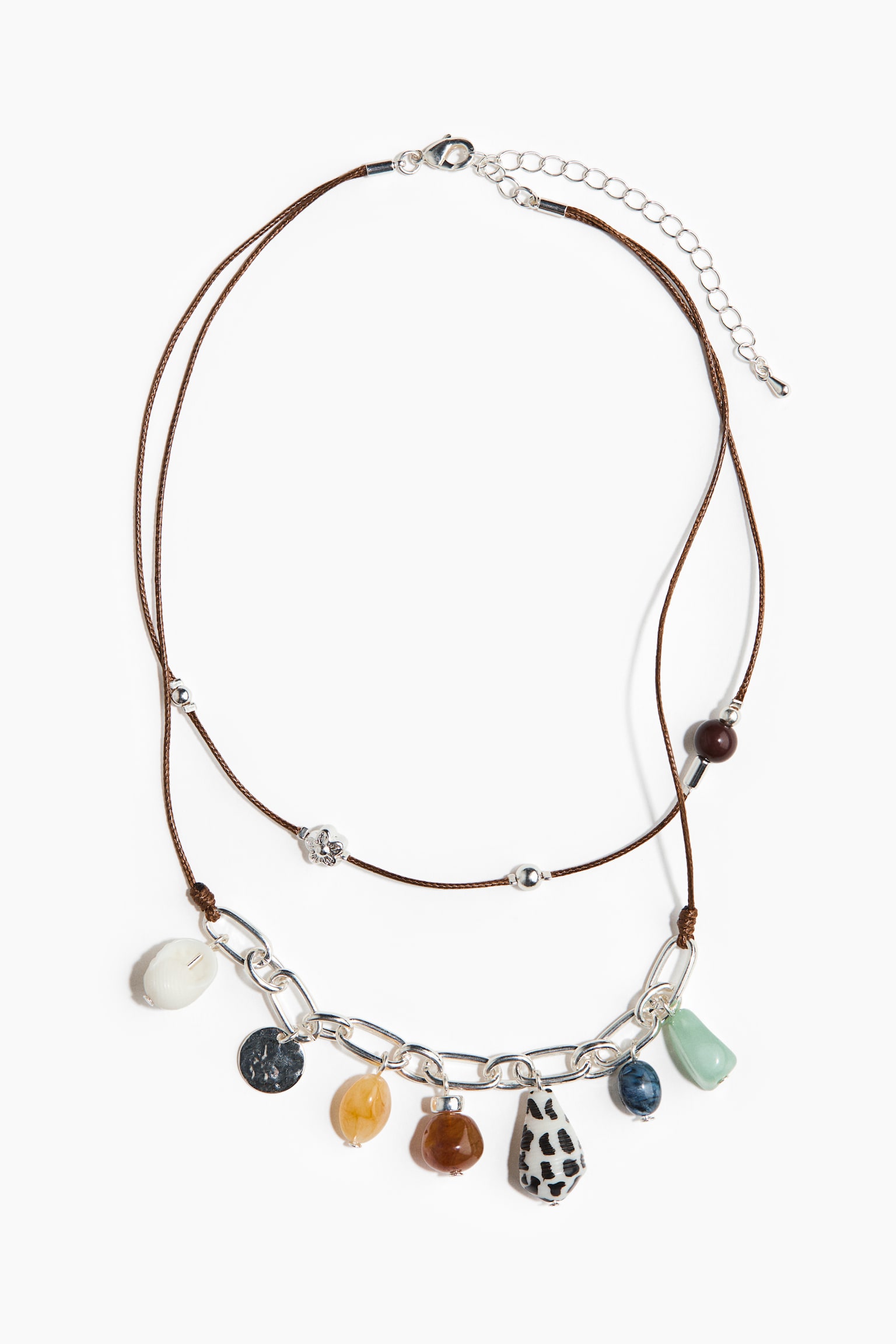 Two-strand necklace - Silver-coloured/Dark brown - 1