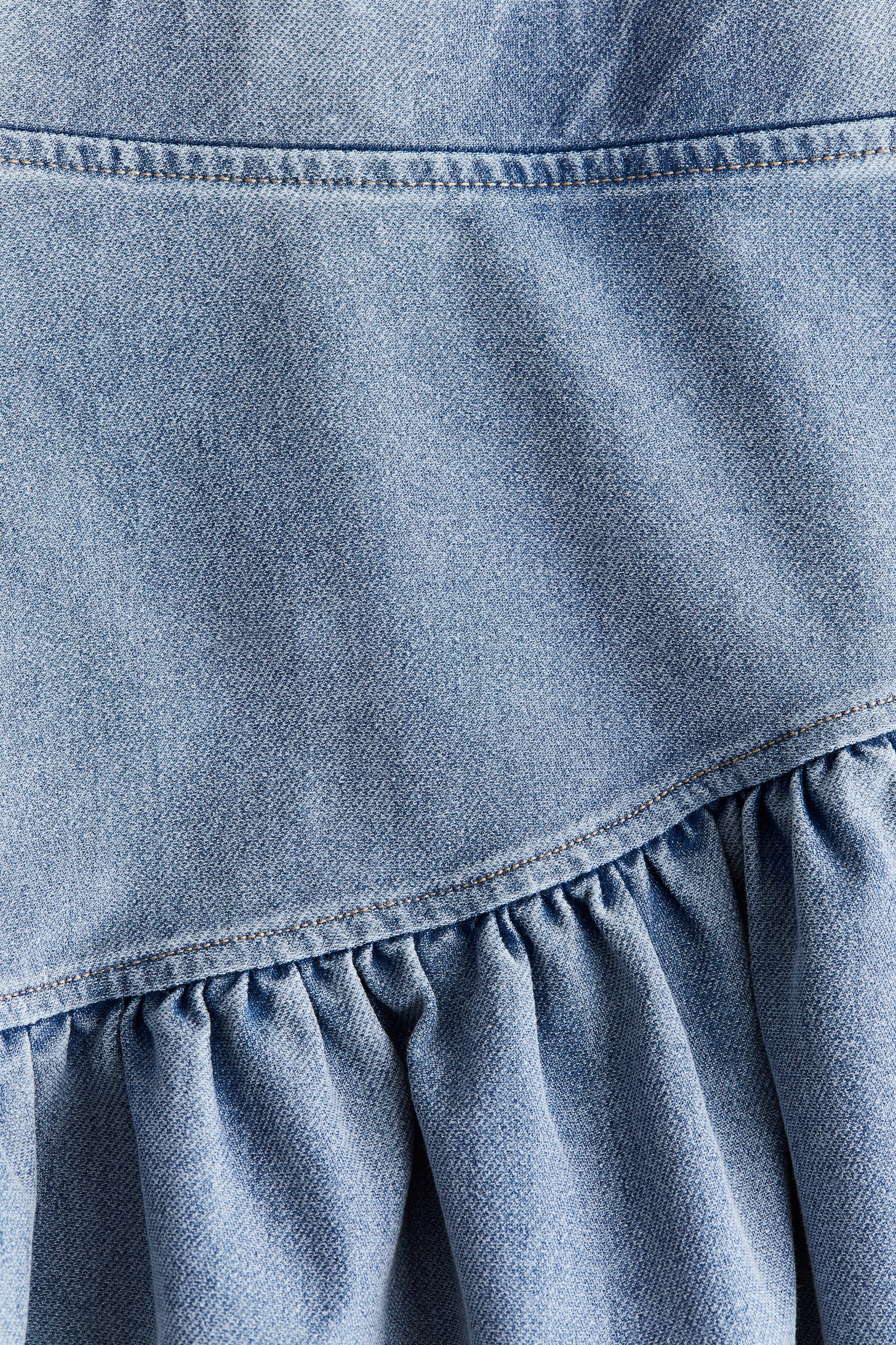 Flounced denim-look skirt - Denim blue/Dark denim blue/Denim grey/Light pink - 3