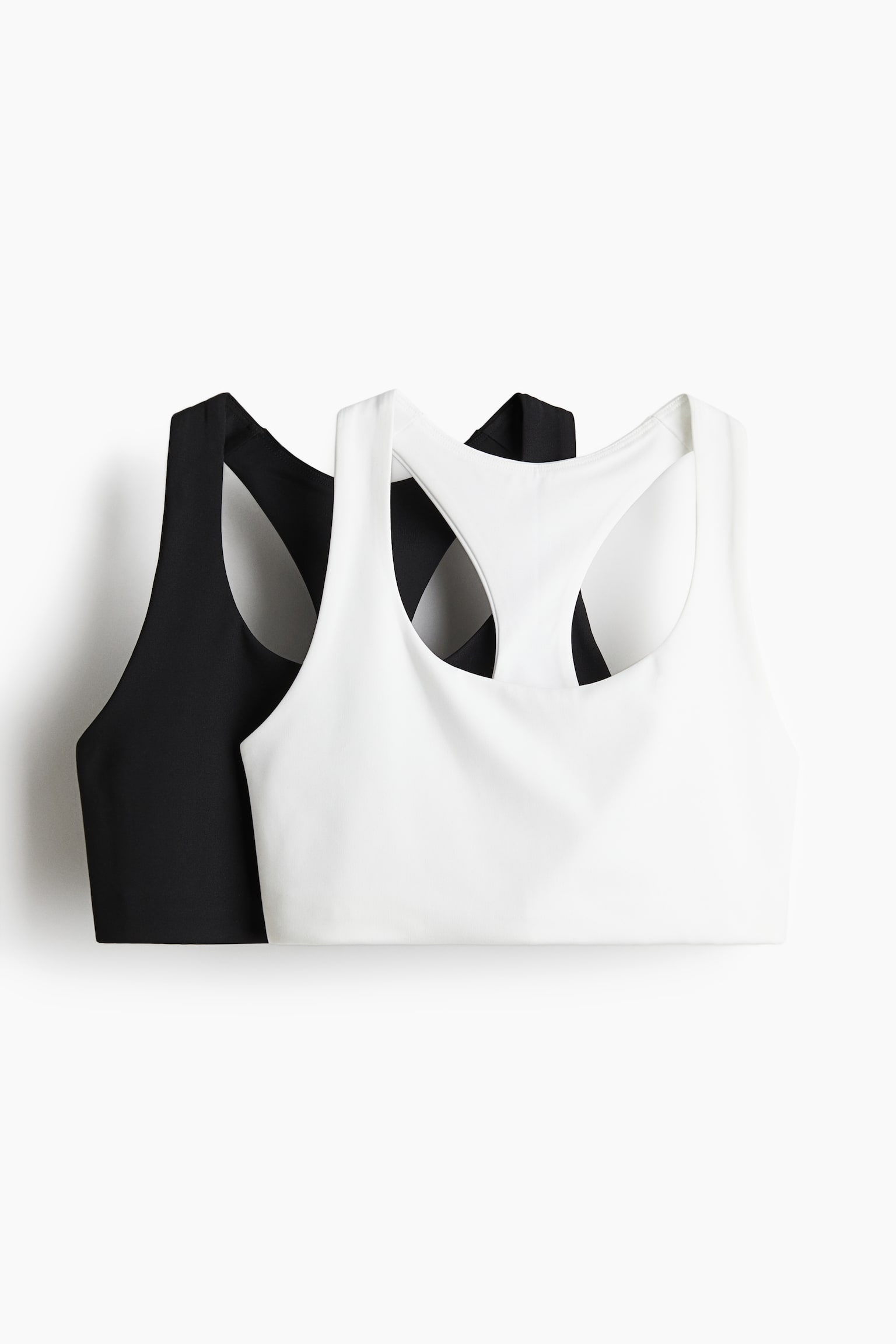 Спортивное бра Medium, с поддержкой, 2 шт. — H&M, цвет: Чёрный / Белый — фото 1