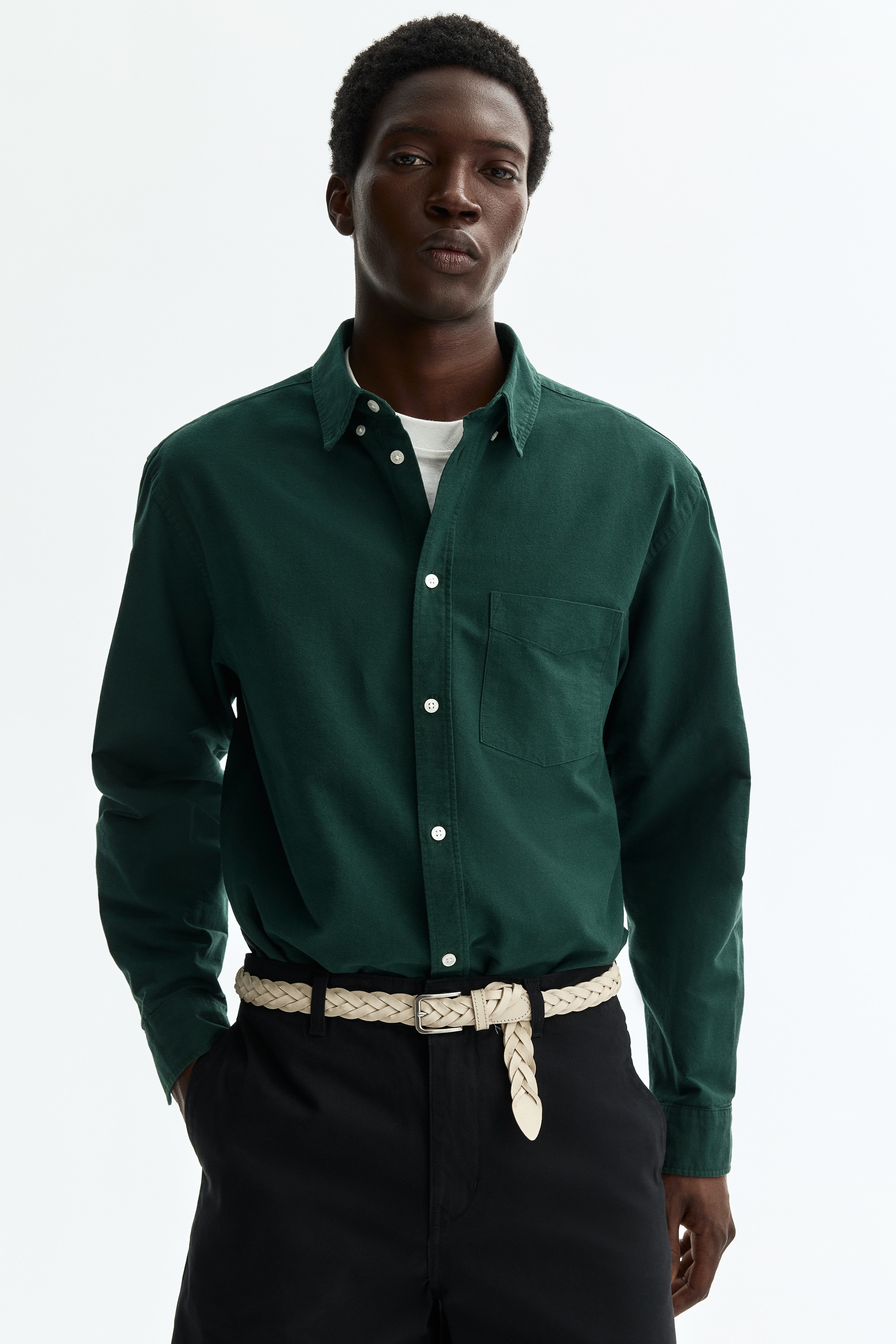 Áo sơ mi Oxford Regular Fit - Màu xanh lá đậm/Màu trắng/Màu đen/Màu xanh dương nhạt/Kẻ