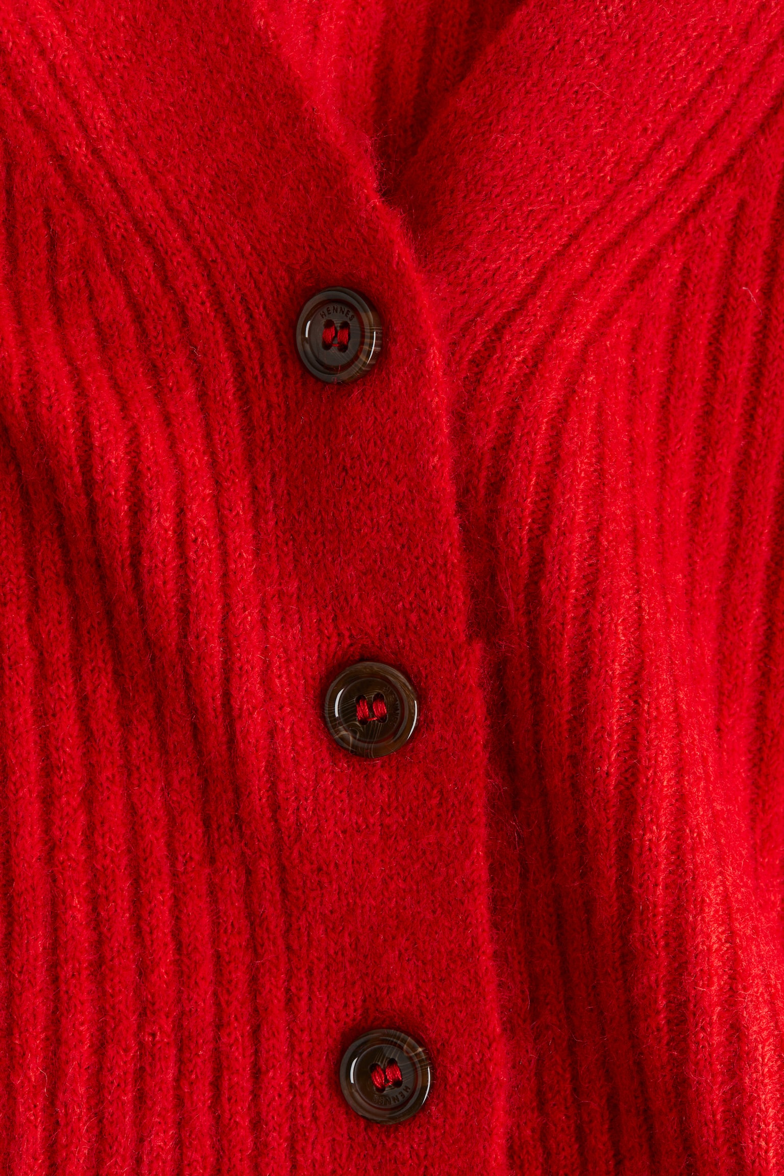 Rib-knit dress - Red/Light beige marl - 5