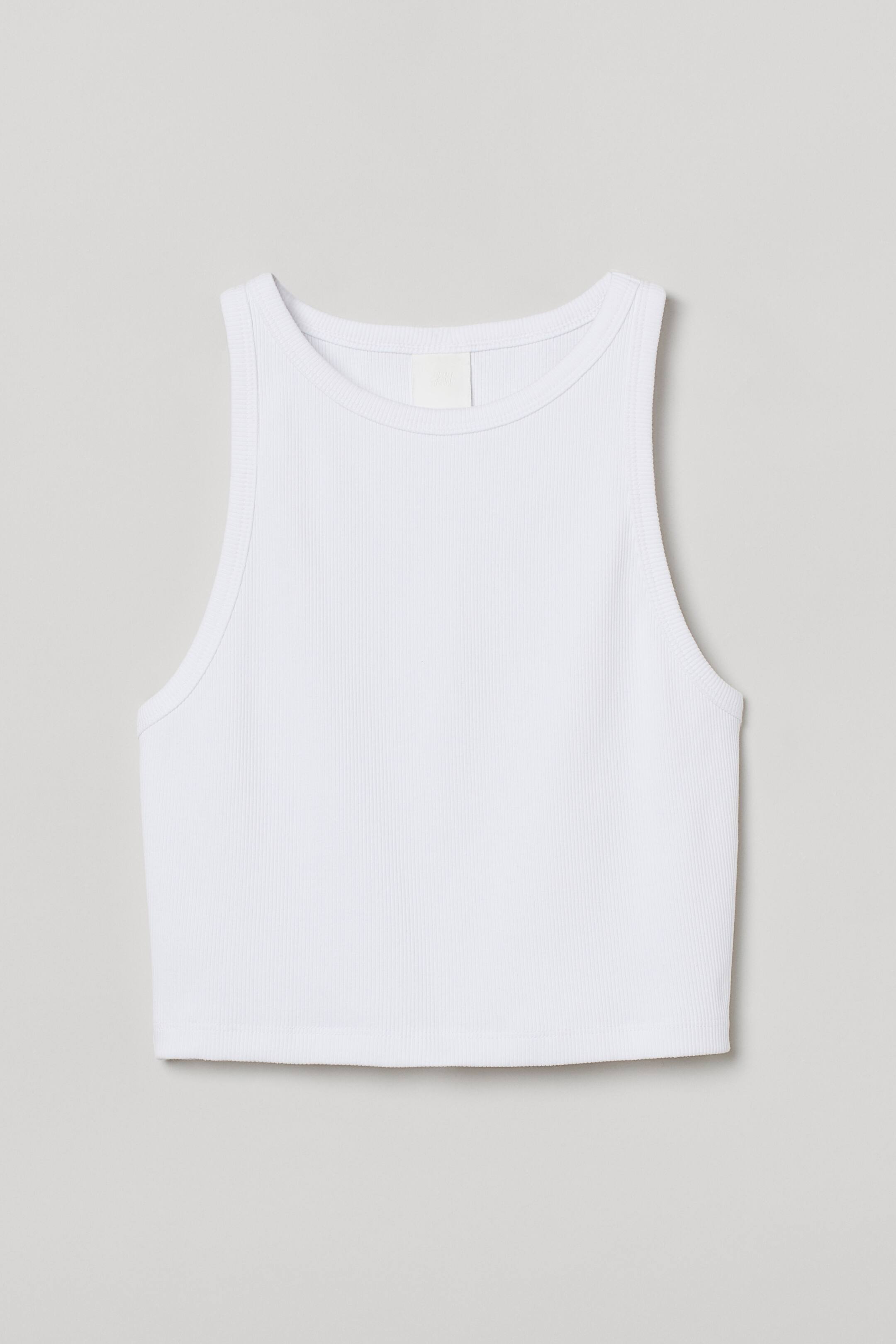 View larger image: Ribbed cropped top - White - Ladies | H&M IE 1