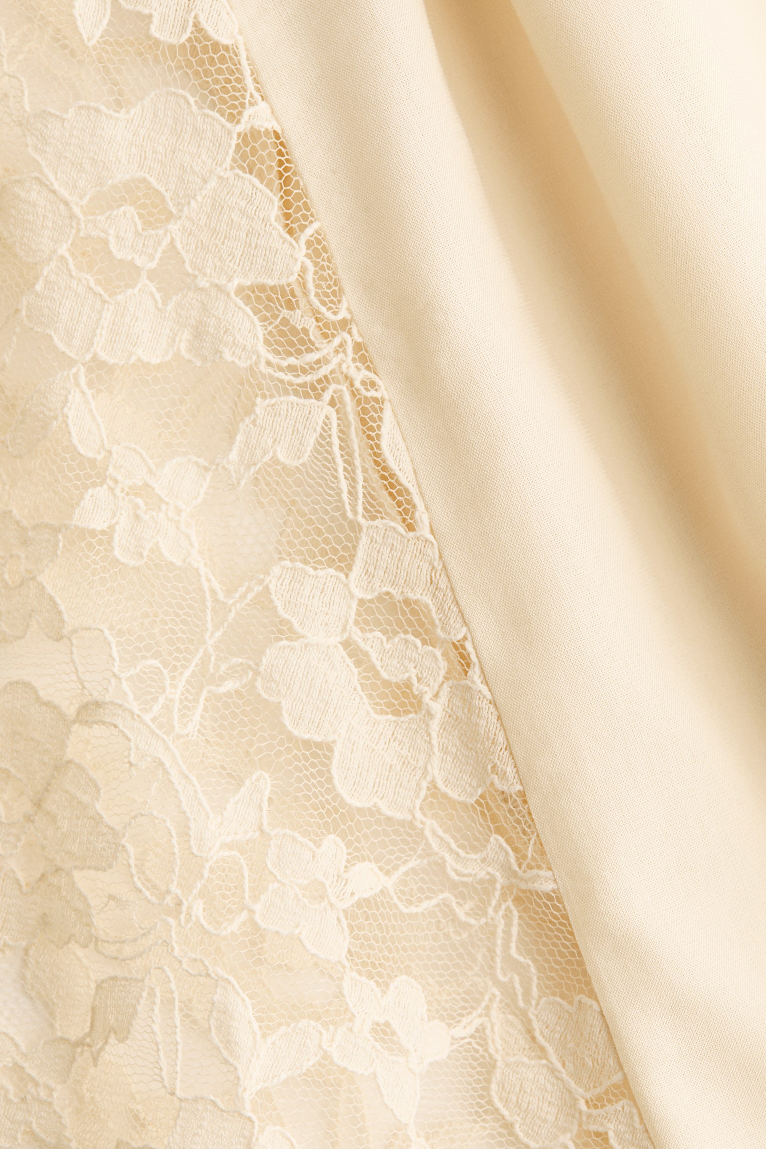 Lace-panel viscose skirt - Cream - 4