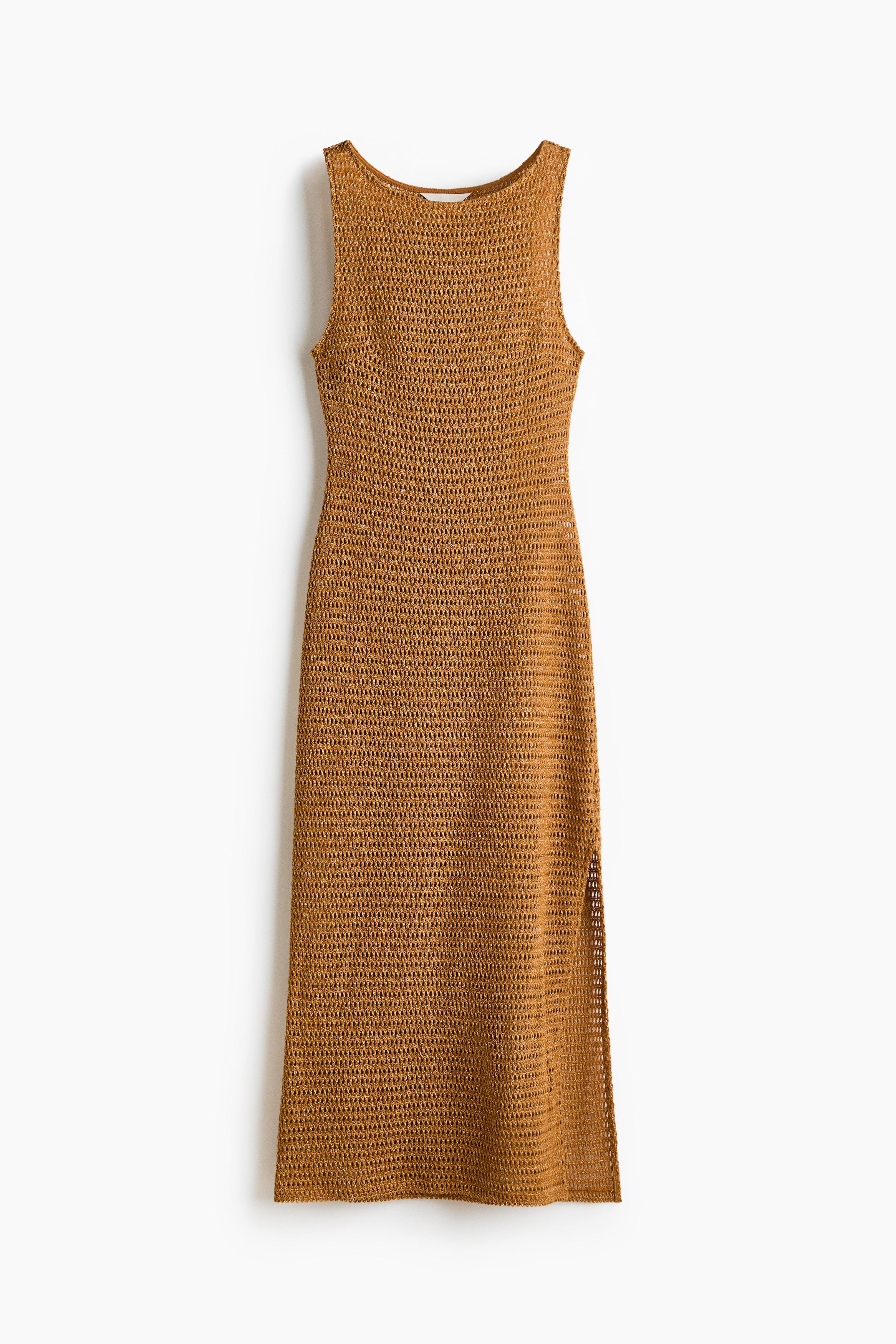 Glittery Crochet-Look Dress - Light brown