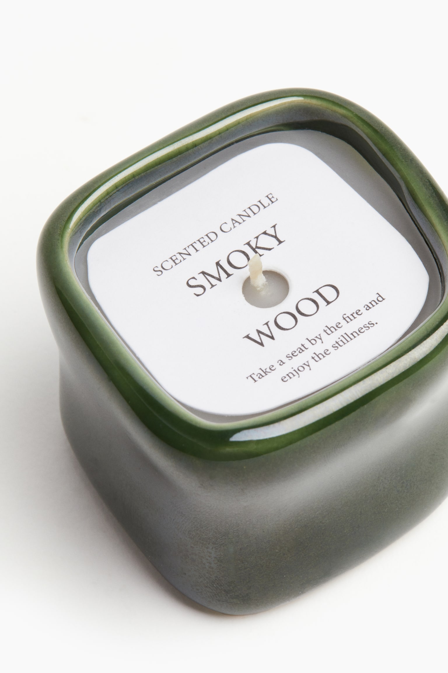 フレグランスキャンドル セラミックホルダー入り - ダークグリーン／Smoky Wood - 3