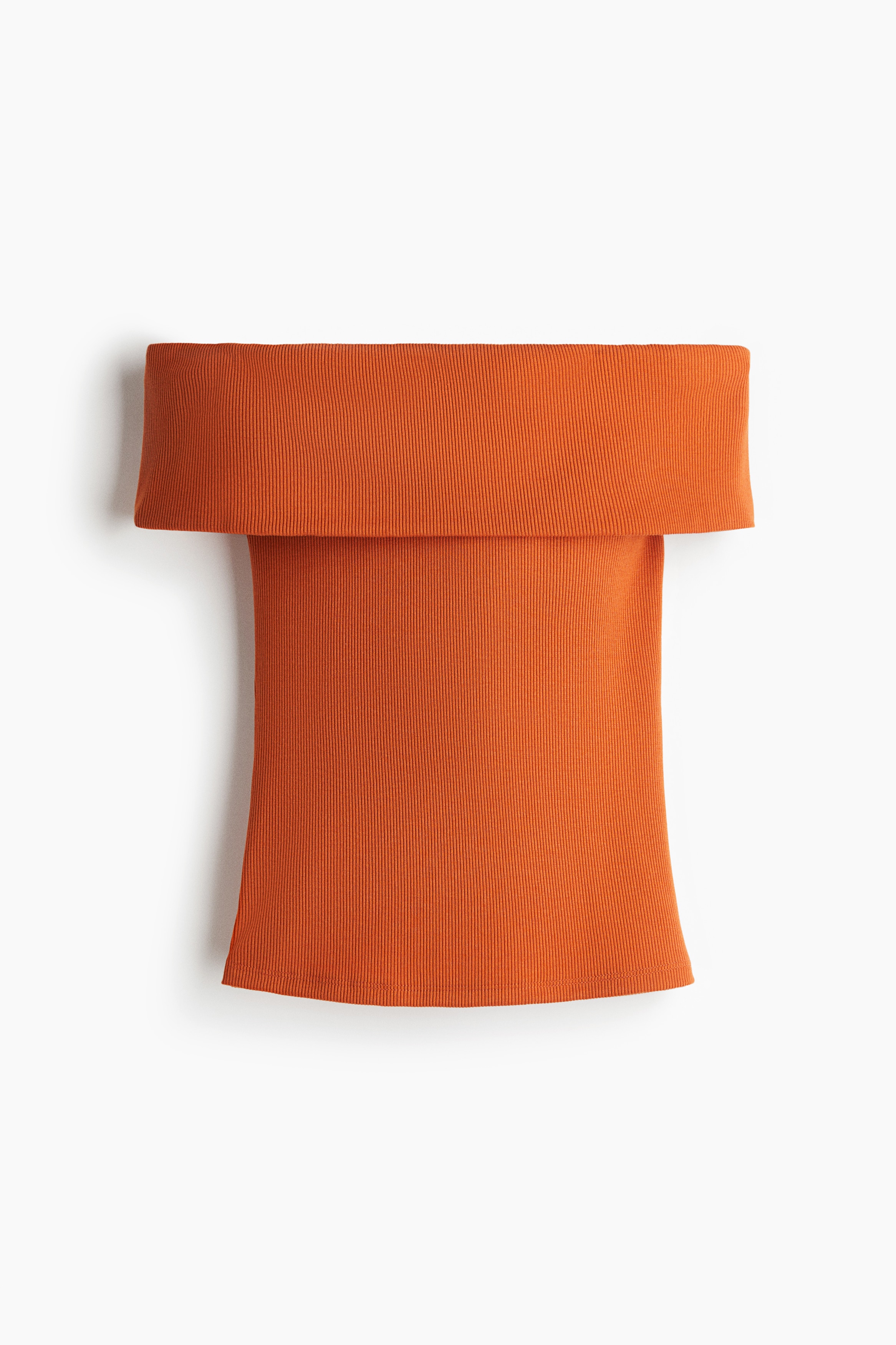 Top a los hombros en tejido acanalado - Anaranjado/Blanco