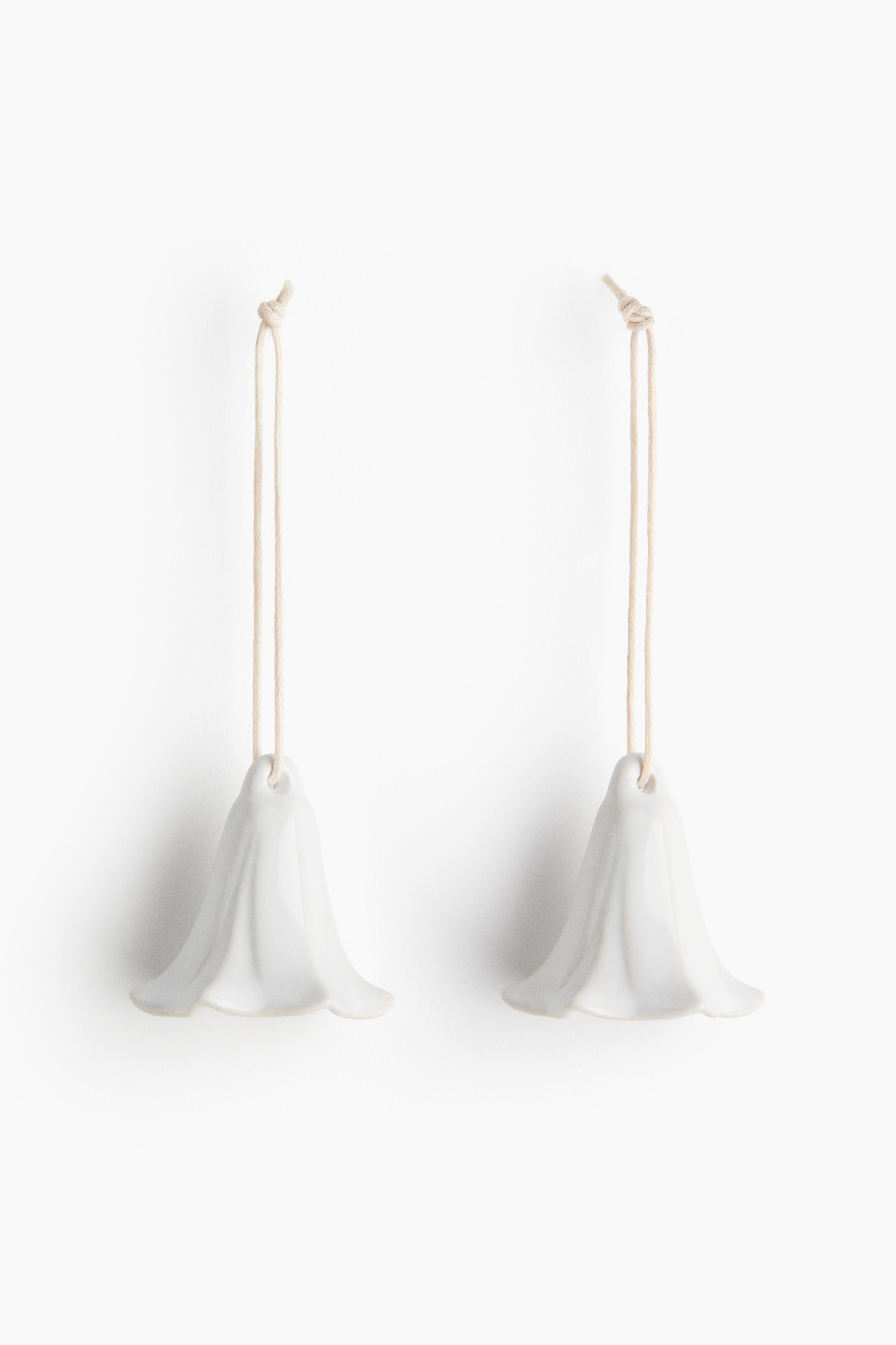 2er-Pack Osterdekorationen aus Steingut - Weiß/Hellgelb/Helles Mattrosa