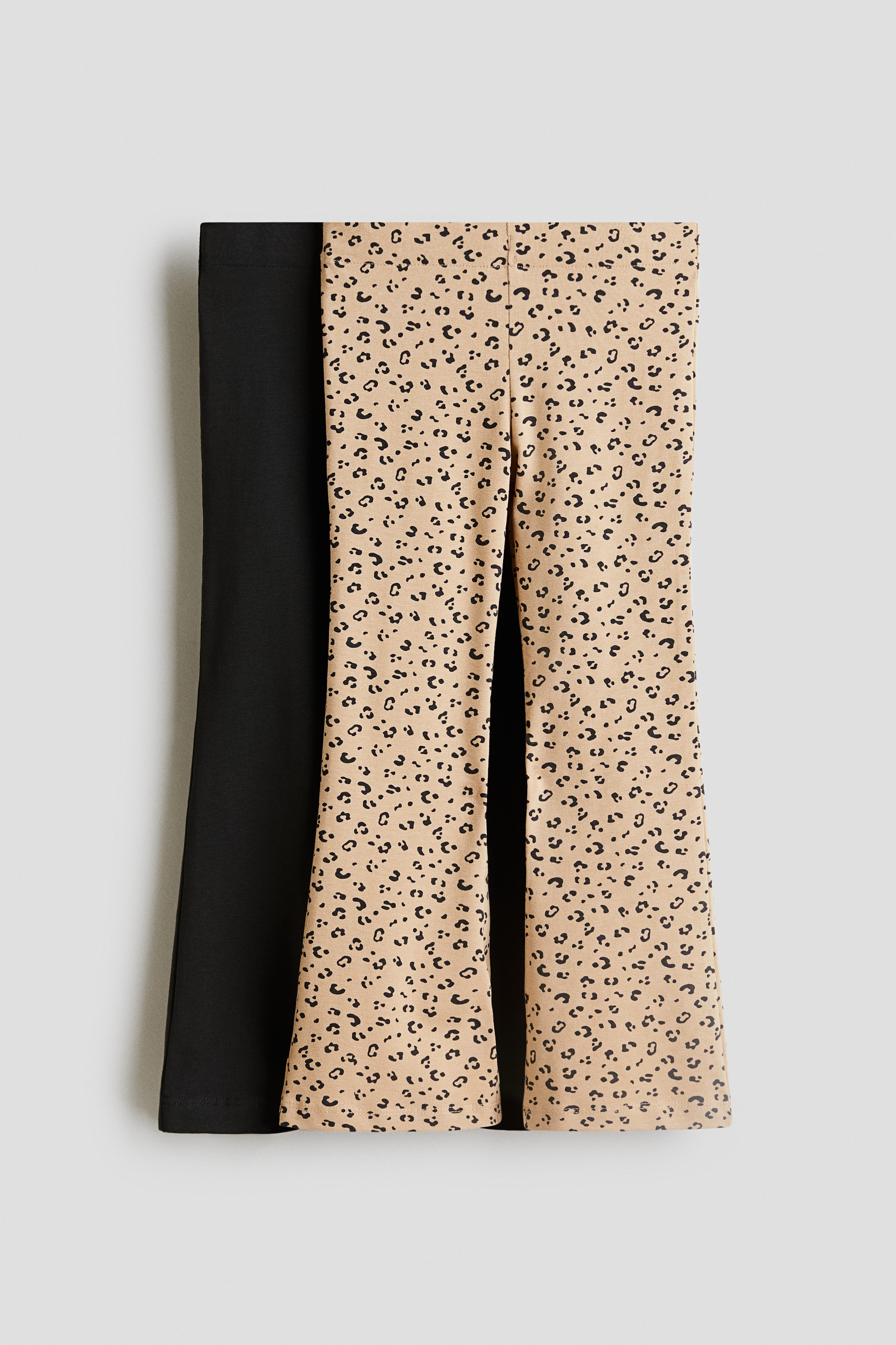 Girls - Beige/Leopard print 2-pack flared jersey leggings - Size: 1½-2Y  - H&M