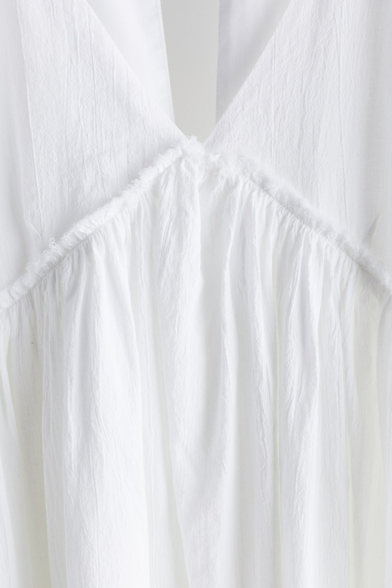 Tie-detail crinkled throw-on dress - White/Dark grey - 5