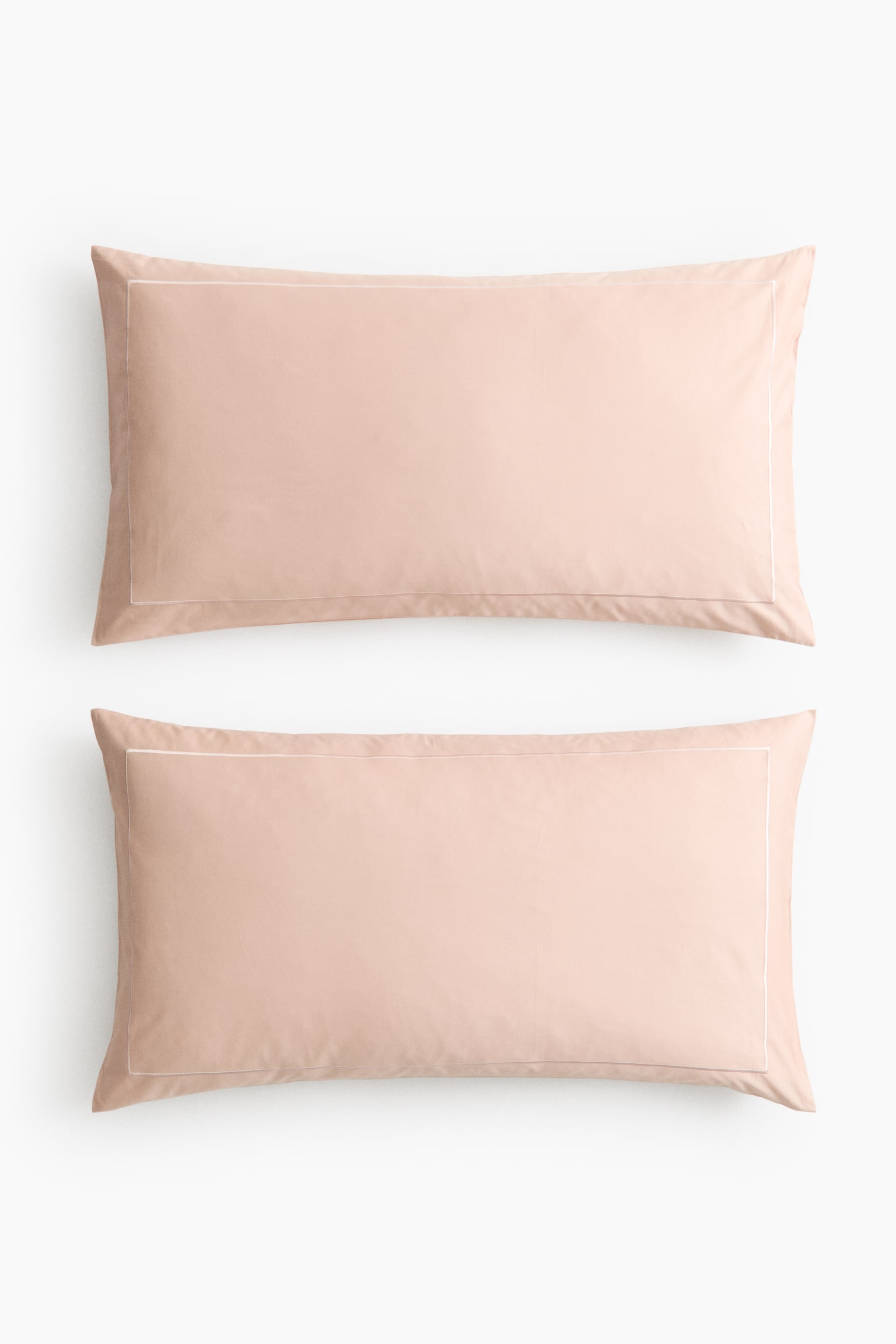 2-pack cotton sateen pillowcases - Pudderrosa/Hvid/Lys muldvarp
