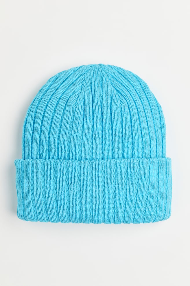 Rib-knit hat - Turquoise - 1