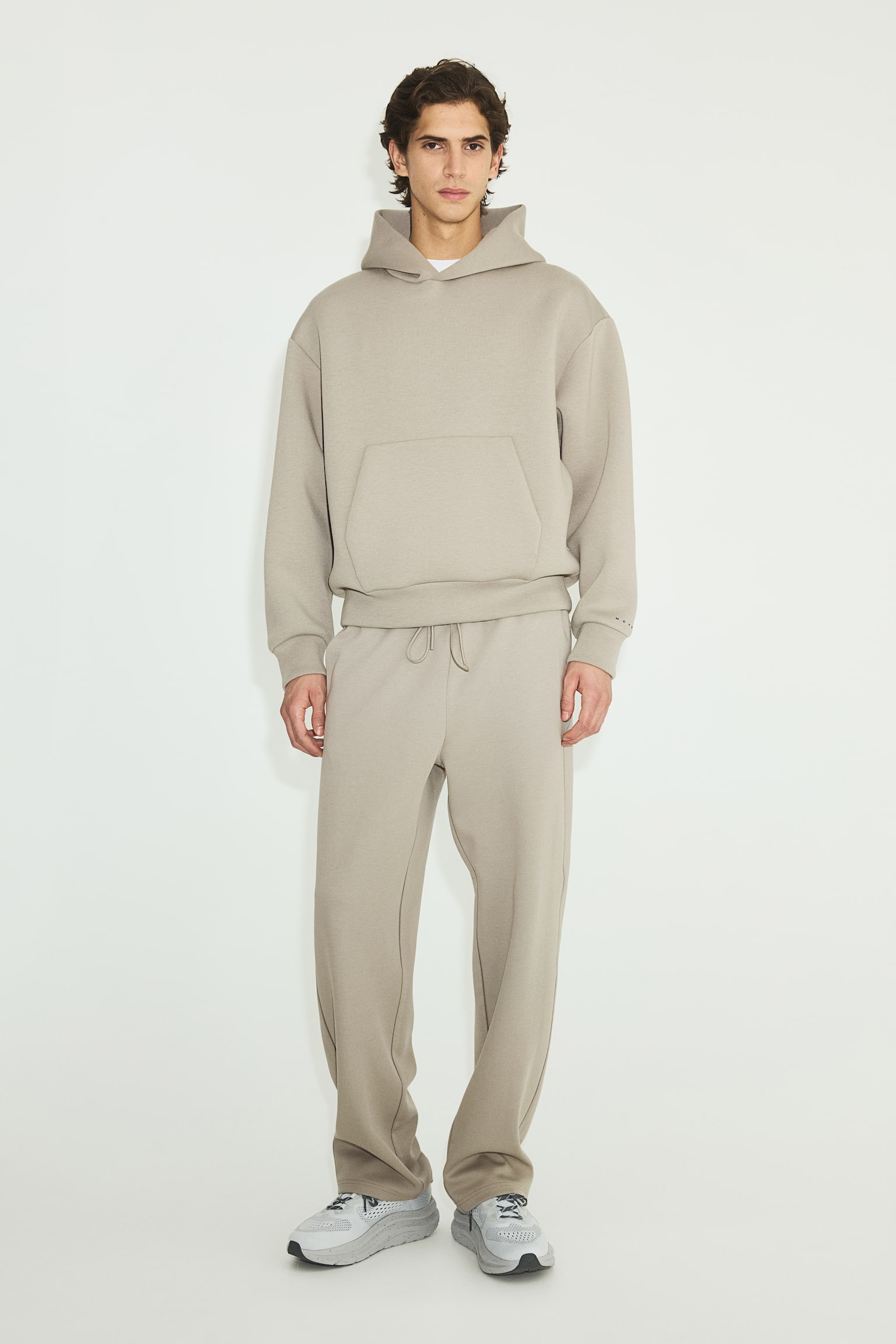 Oversized Fit Sports hoodie with DryMove™ - Beige/Black/Dark brown - 5